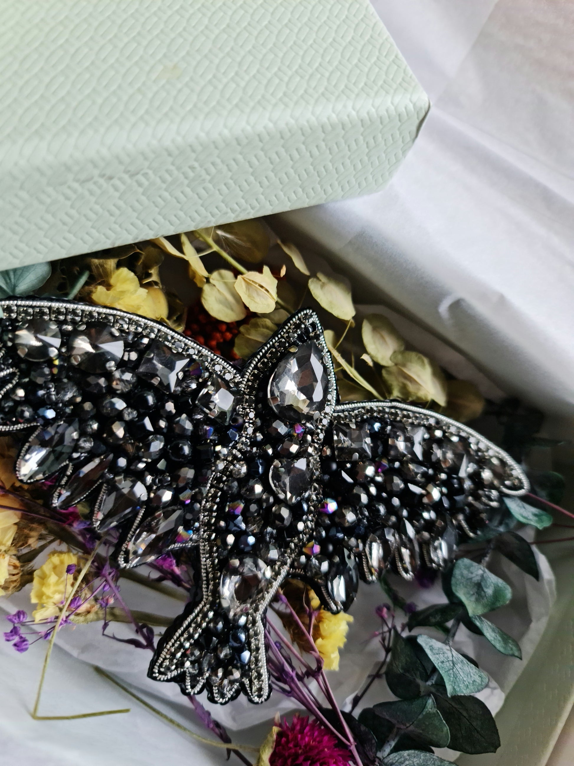 Black Raven Beaded Brooch