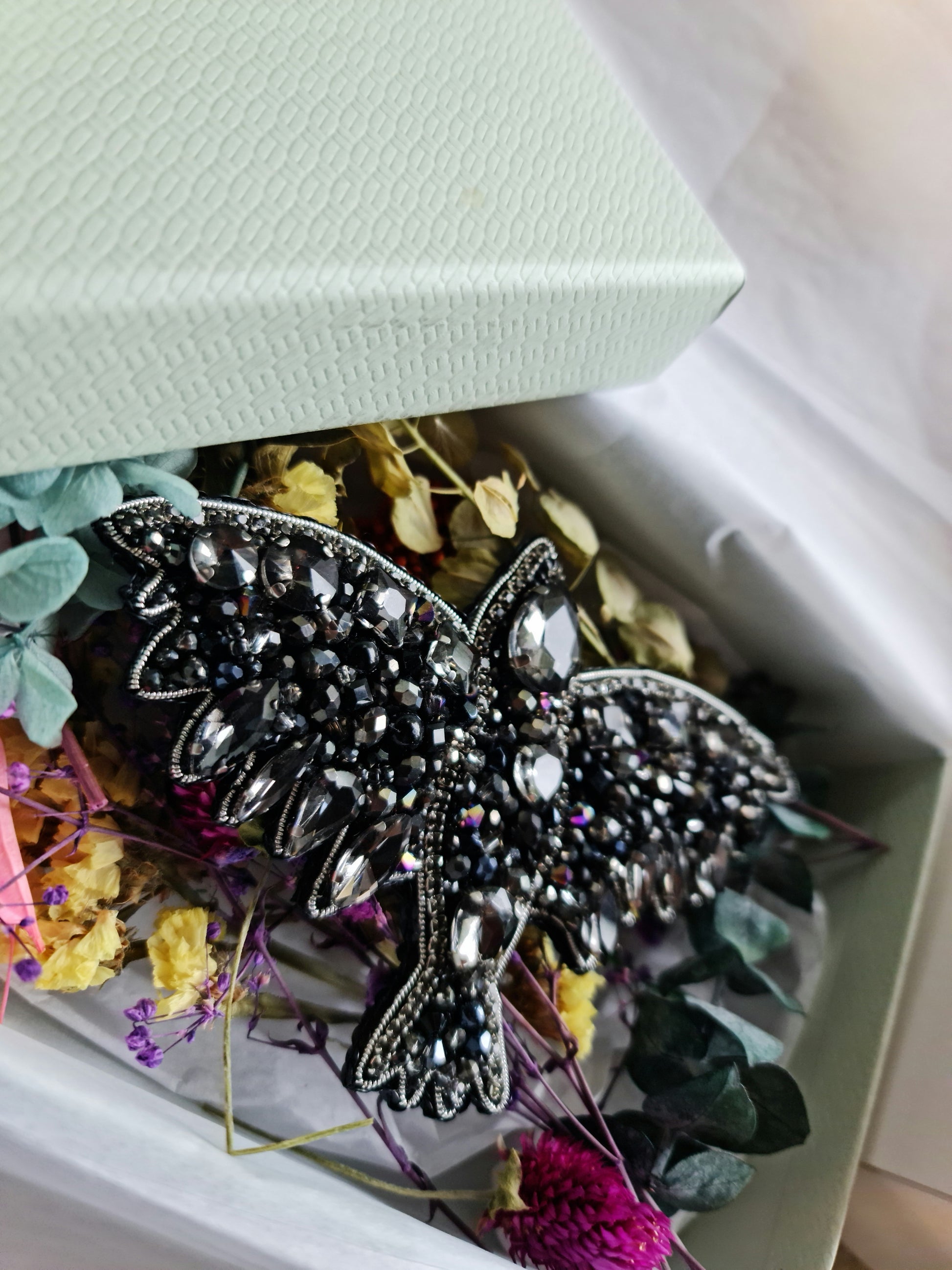 Black Raven Beaded Brooch