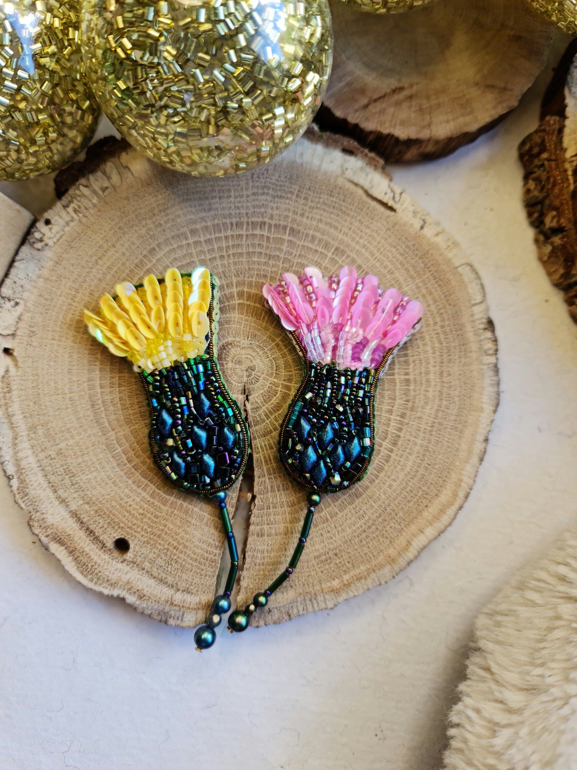 Thistle Beaded Brooch