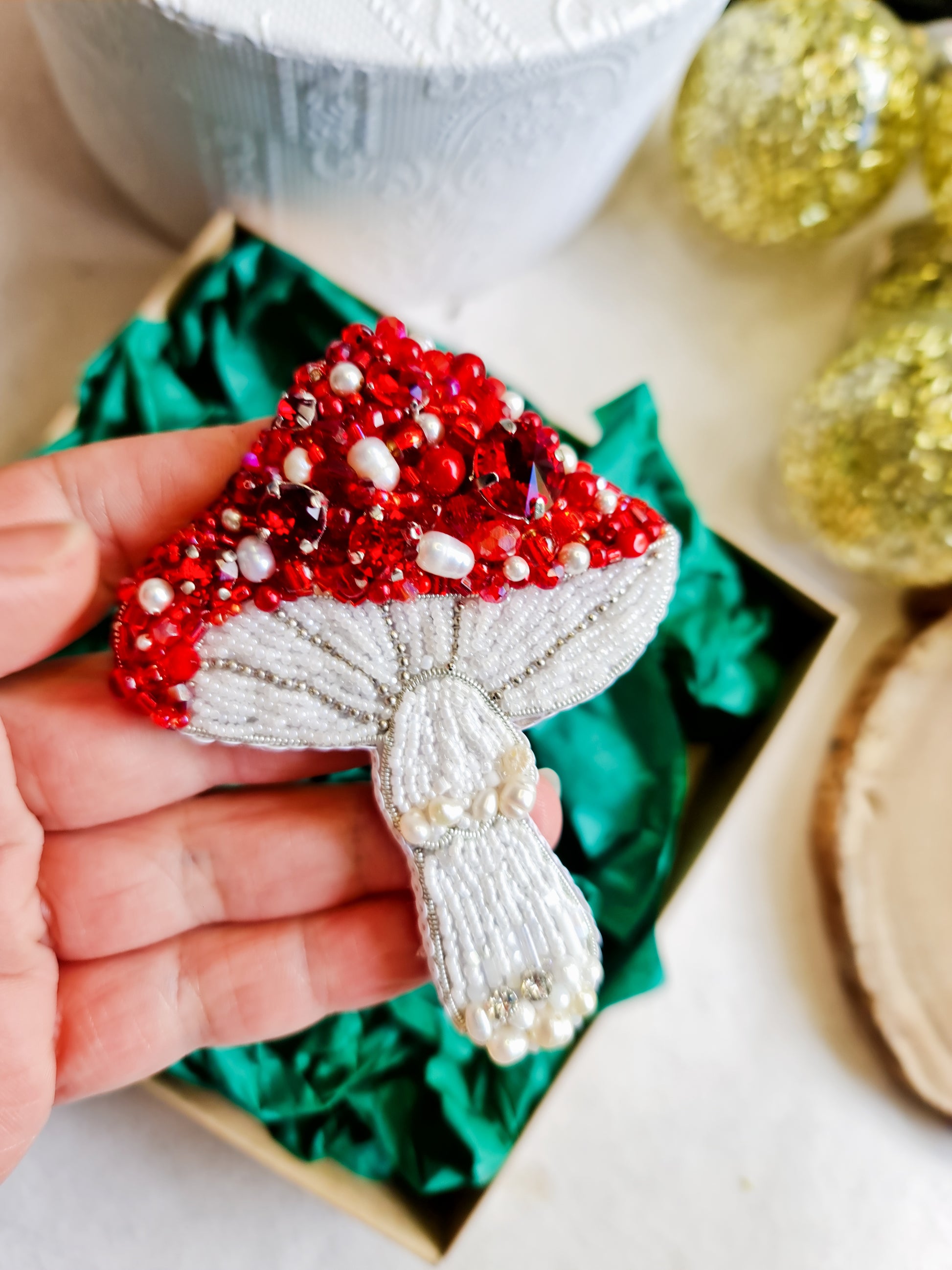 Red Forest Mushroom Brooch