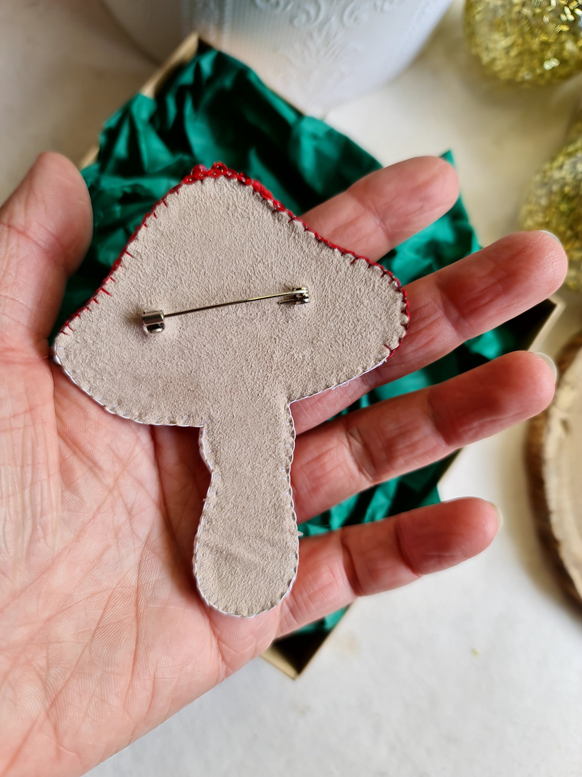 Red Forest Mushroom Brooch