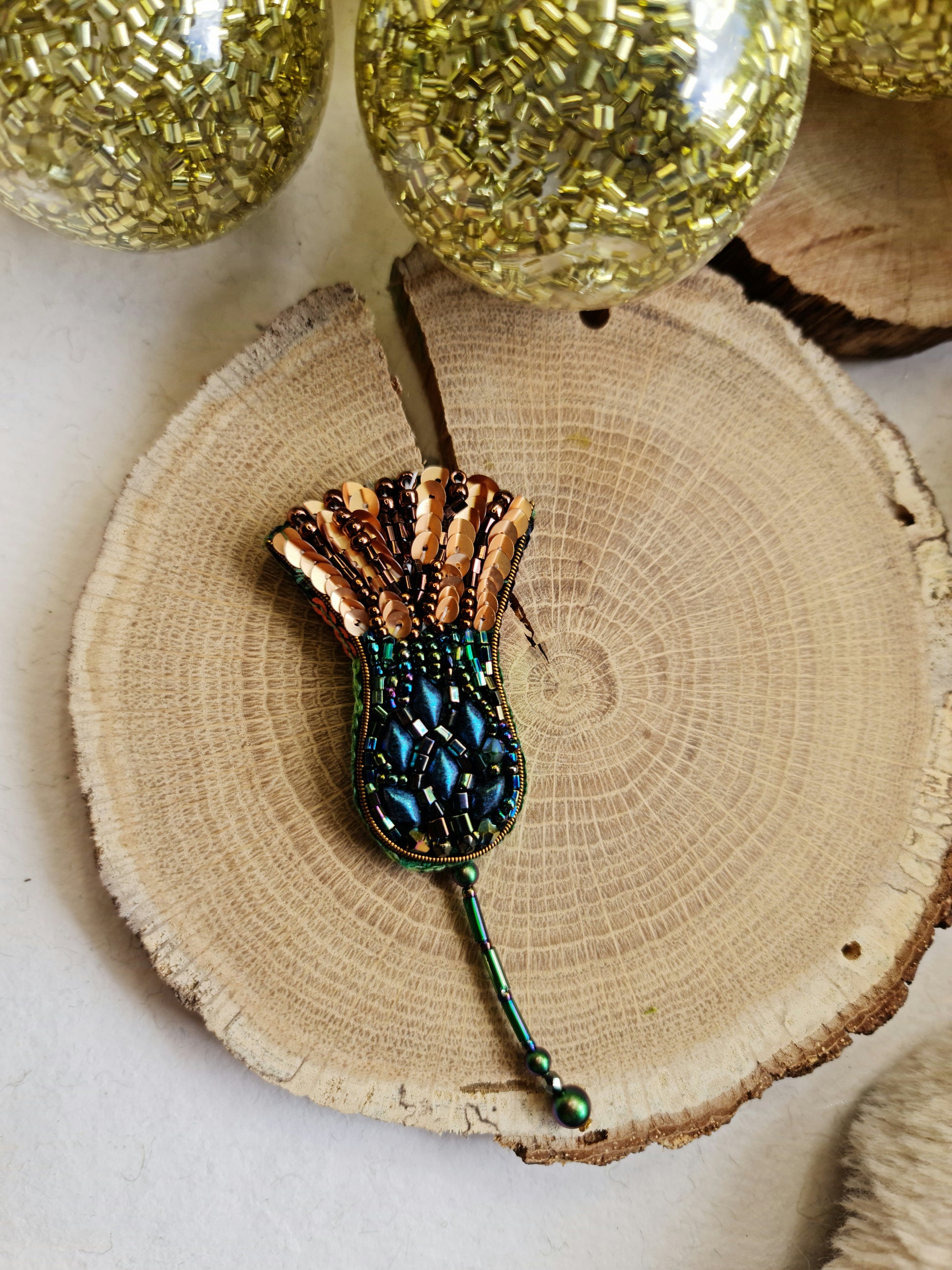 Thistle Beaded Brooch