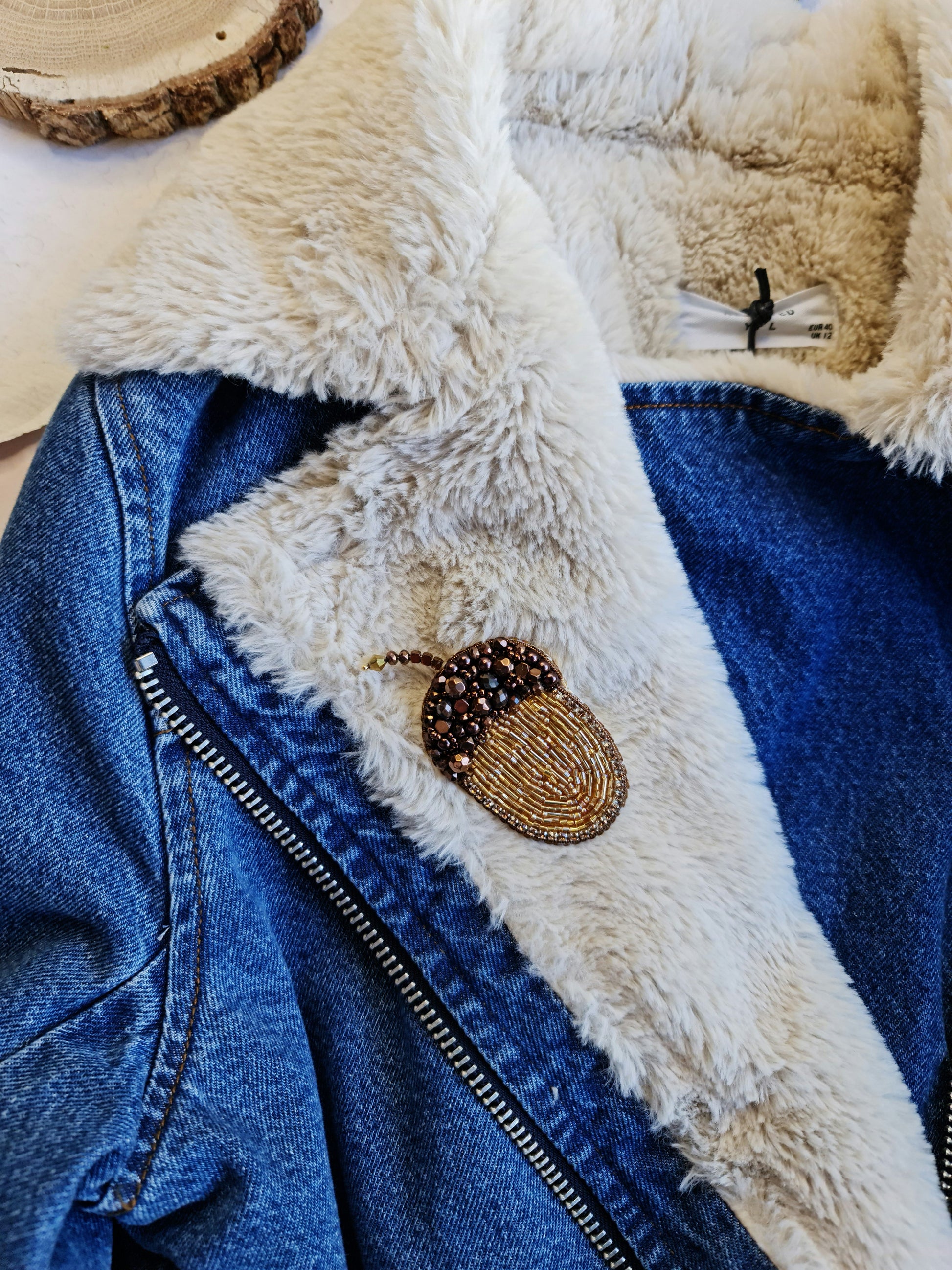 Acorn Beaded Brooch