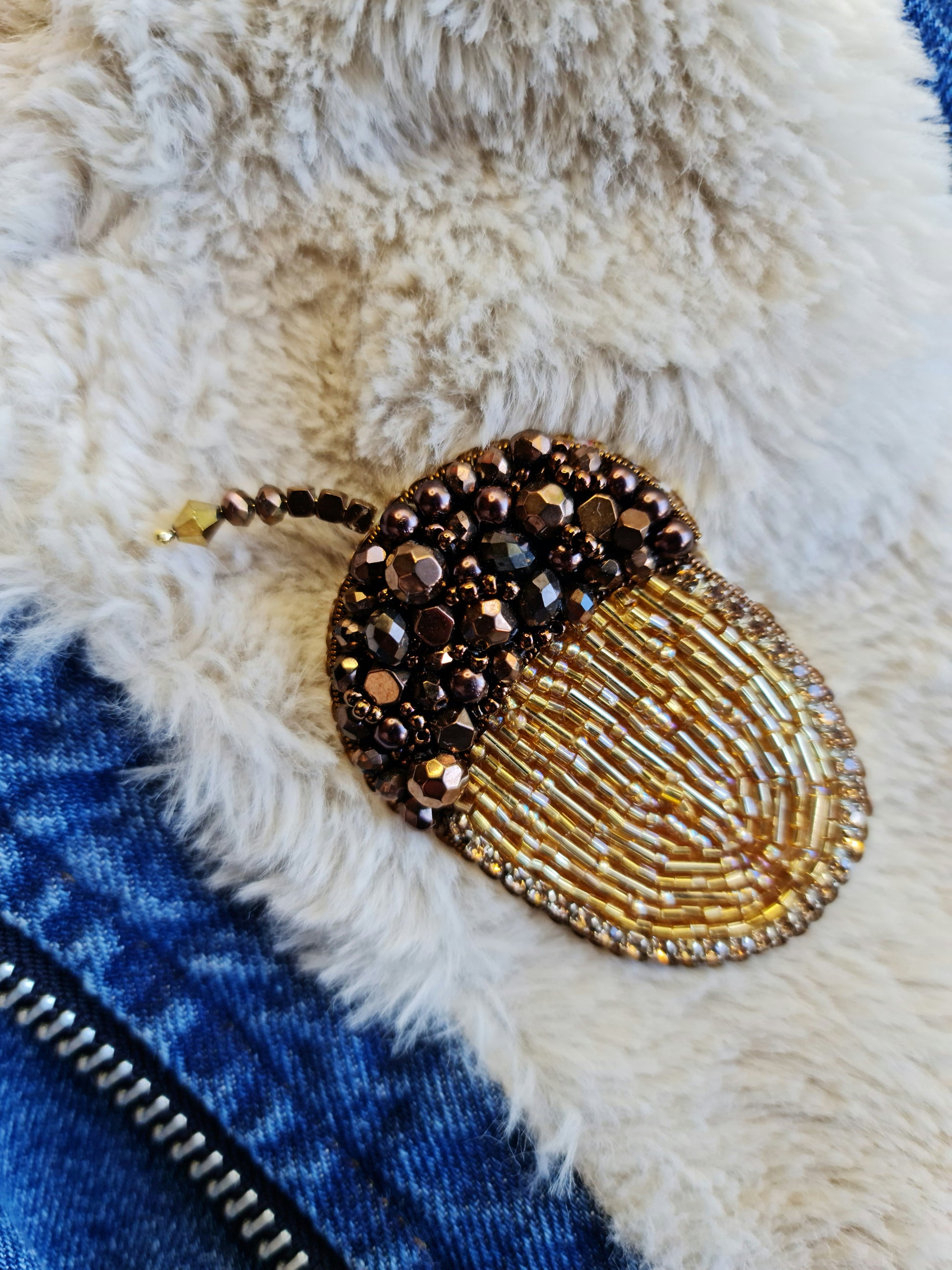 Acorn Beaded Brooch