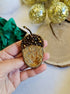 Acorn beaded brooch hand embroidered with gold and brown beads and crystal details