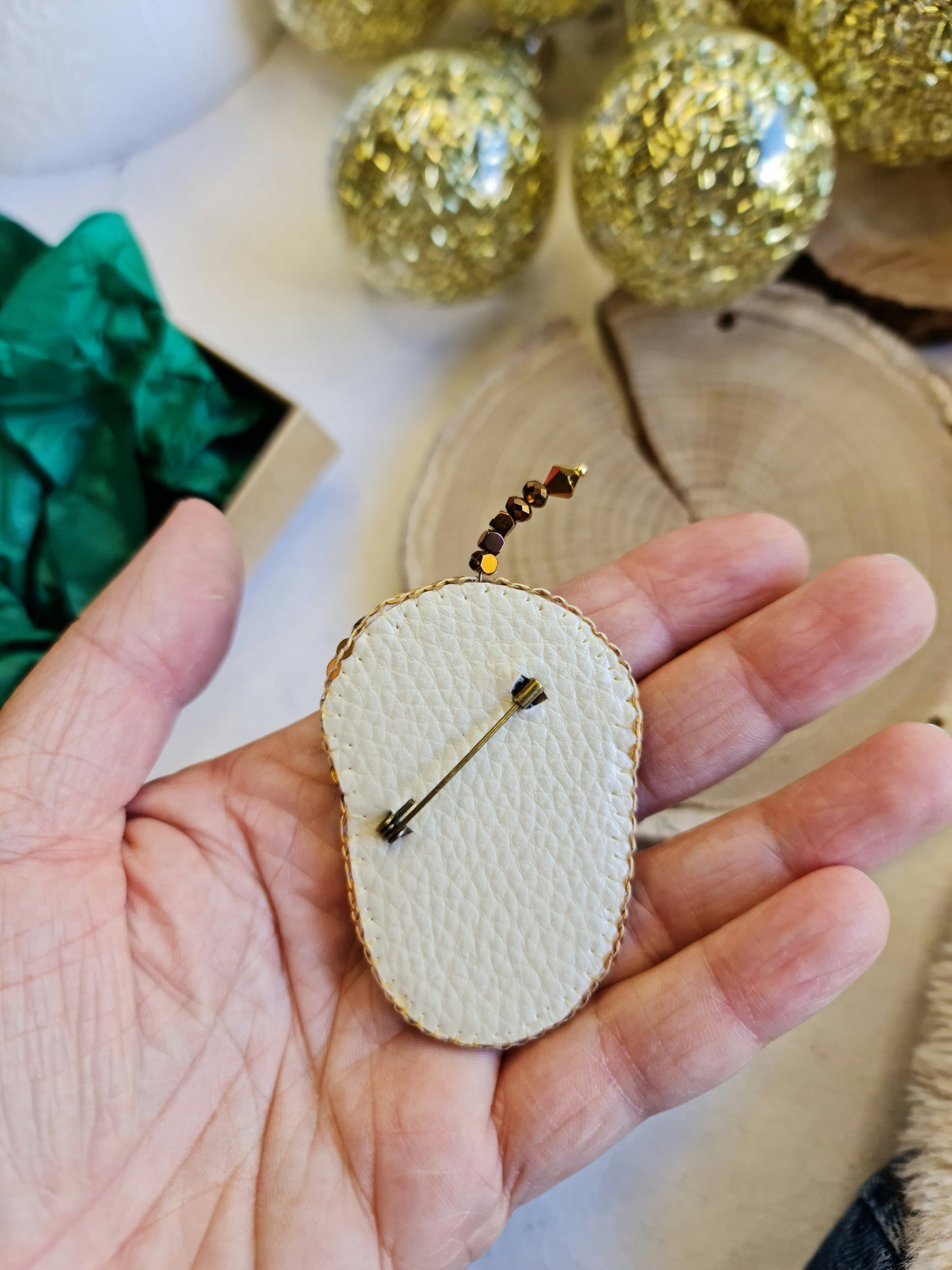 Acorn Beaded Brooch