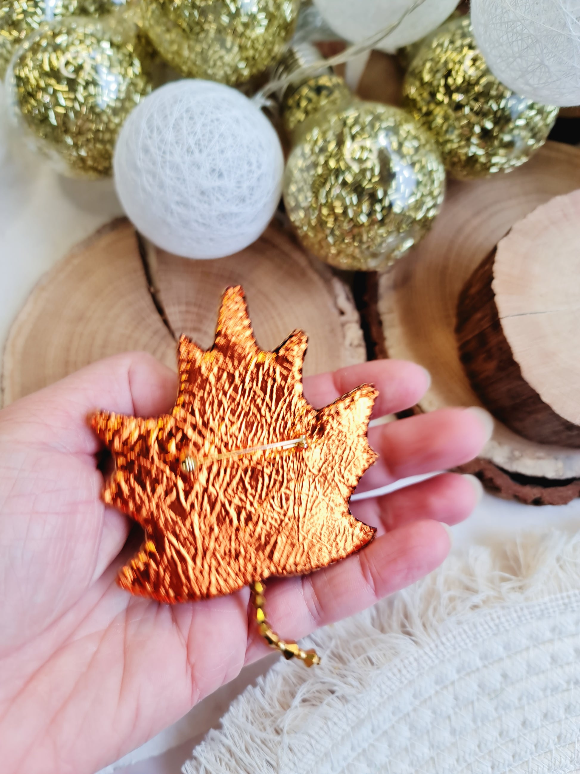Autumn Maple Leaf Beaded Brooch