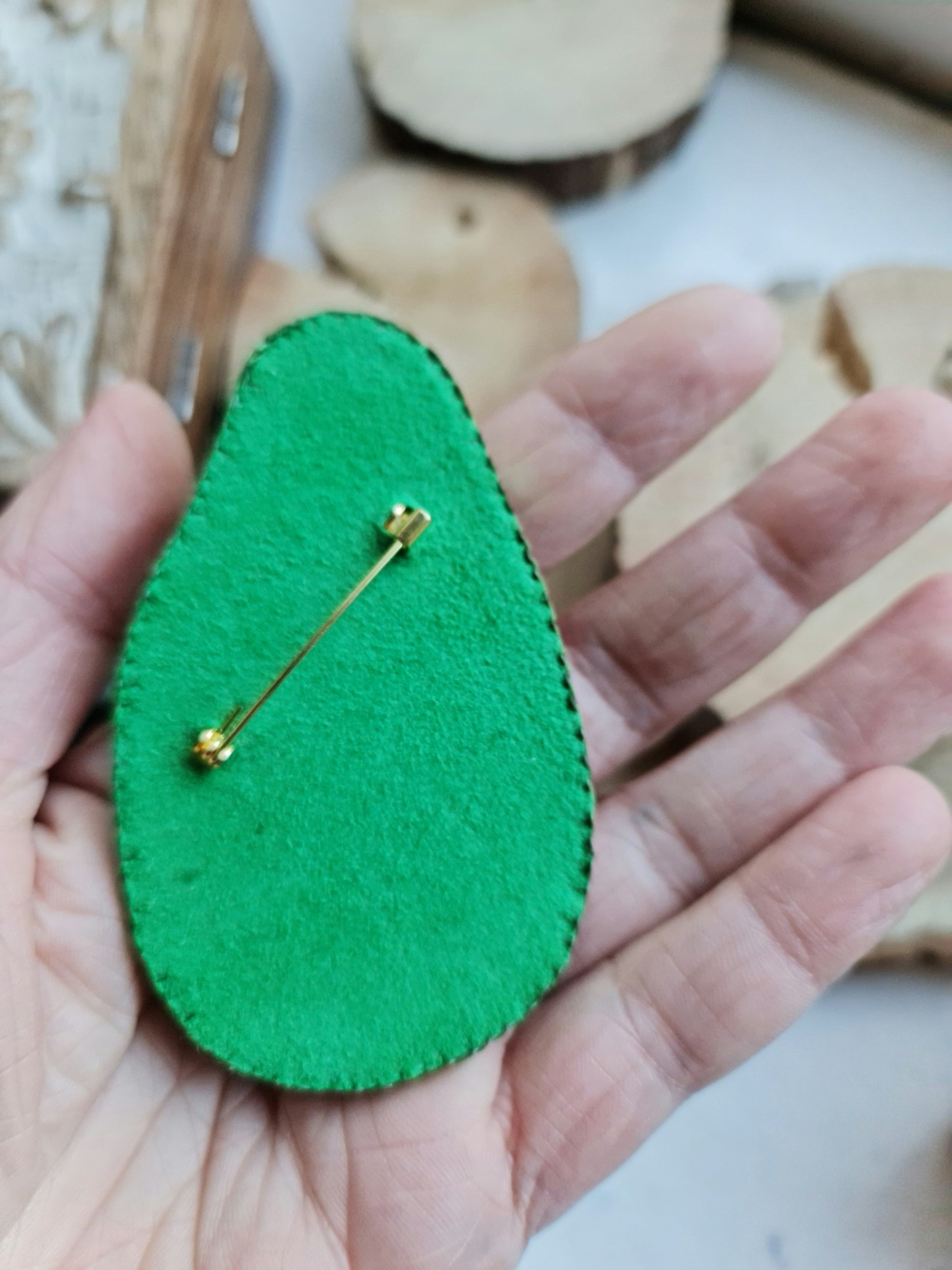 Papaya Beaded Brooch