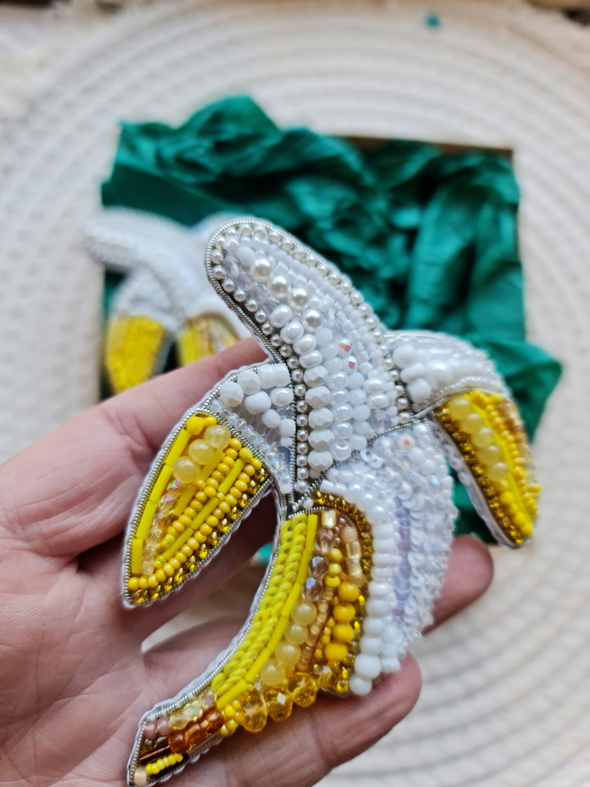 Banana Beaded Brooch