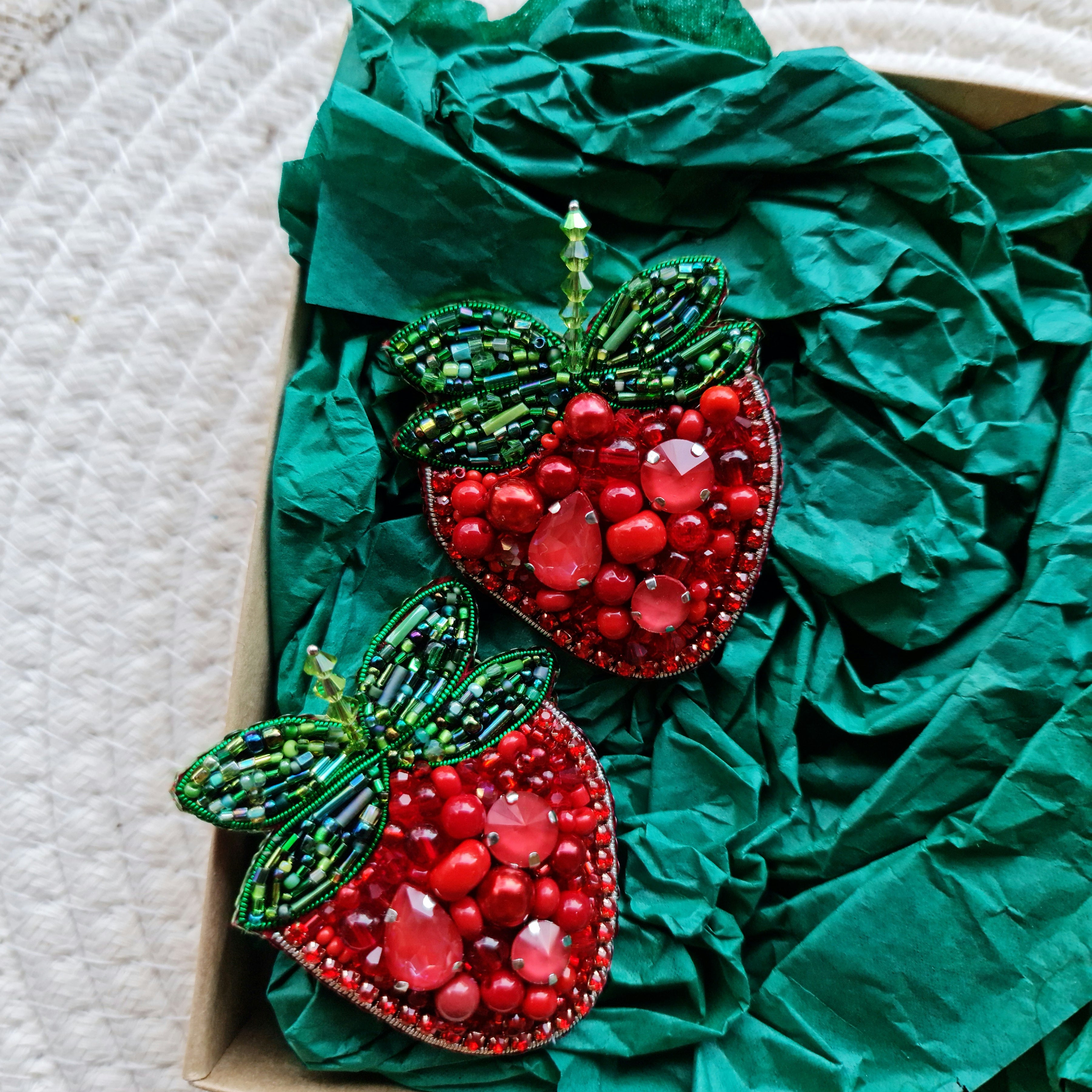 Lapel pin Strawberry Embroidered brooch, unique gifts for her