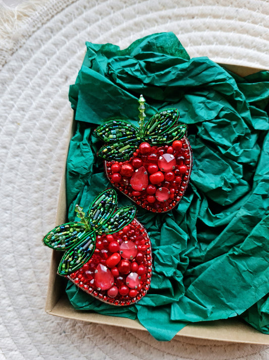 Lapel pin Strawberry Embroidered brooch, unique gifts for her