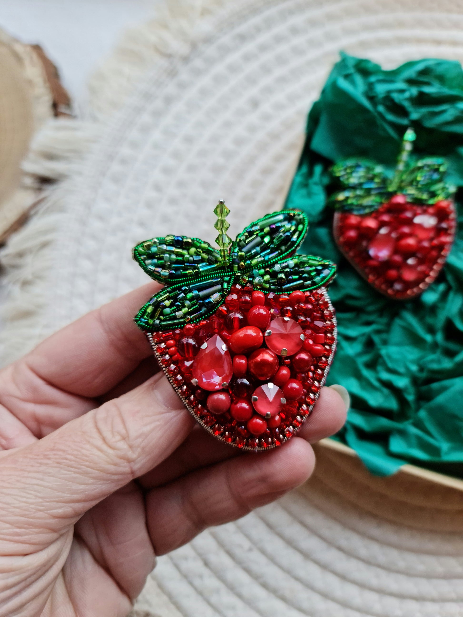Lapel pin Strawberry Embroidered brooch, unique gifts for her