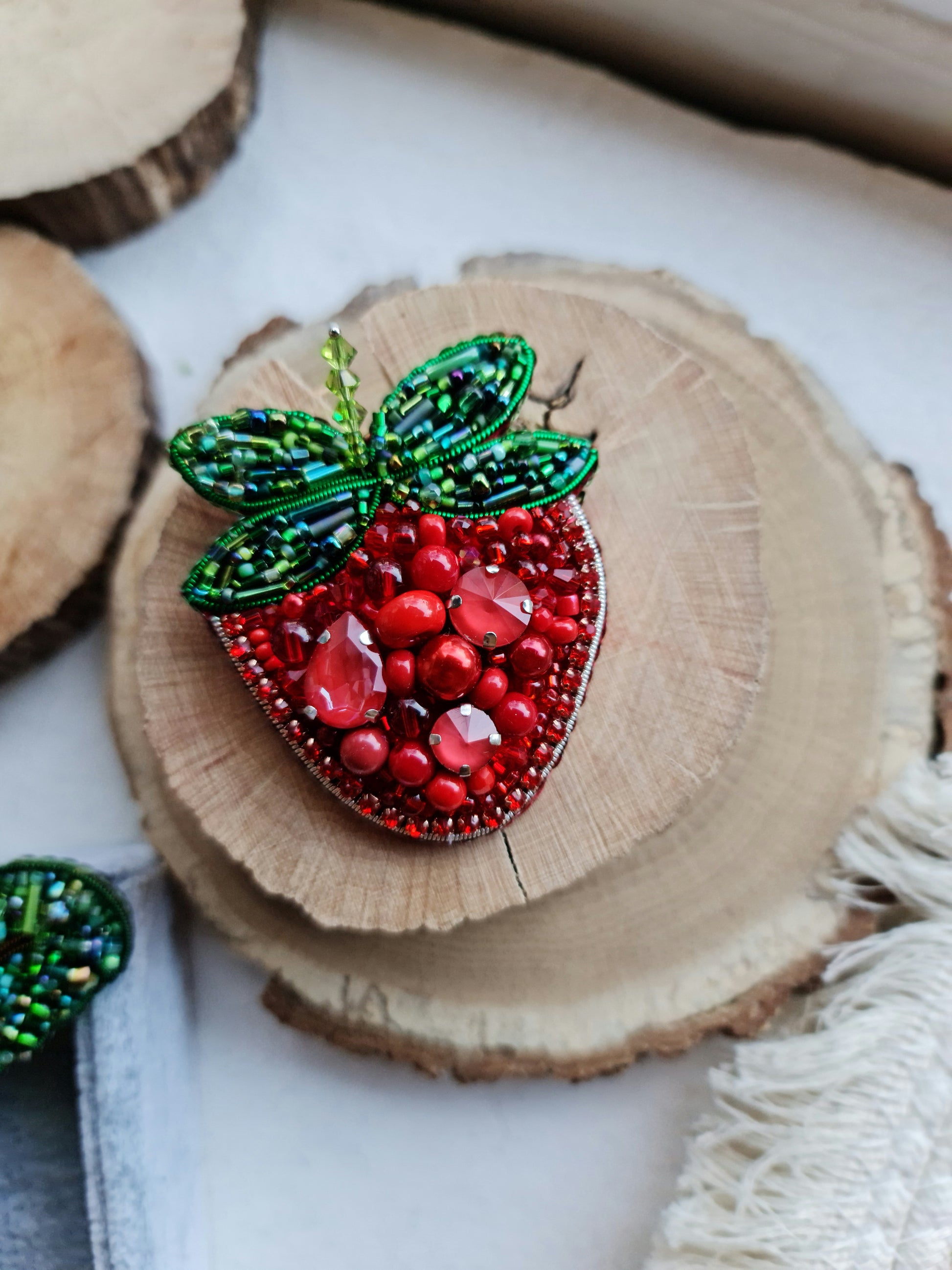 Lapel pin Strawberry Embroidered brooch, unique gifts for her