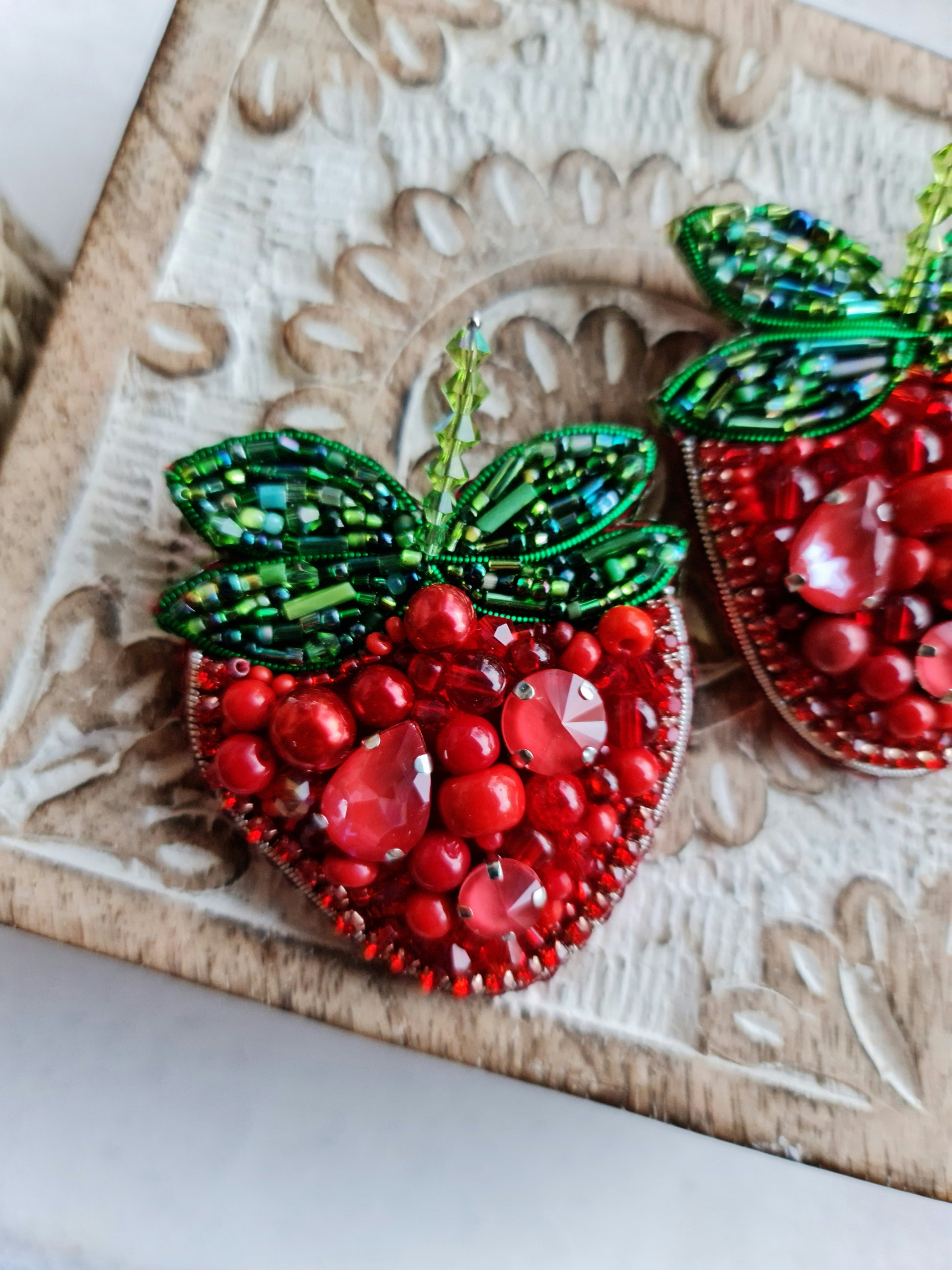 Lapel pin Strawberry Embroidered brooch, unique gifts for her