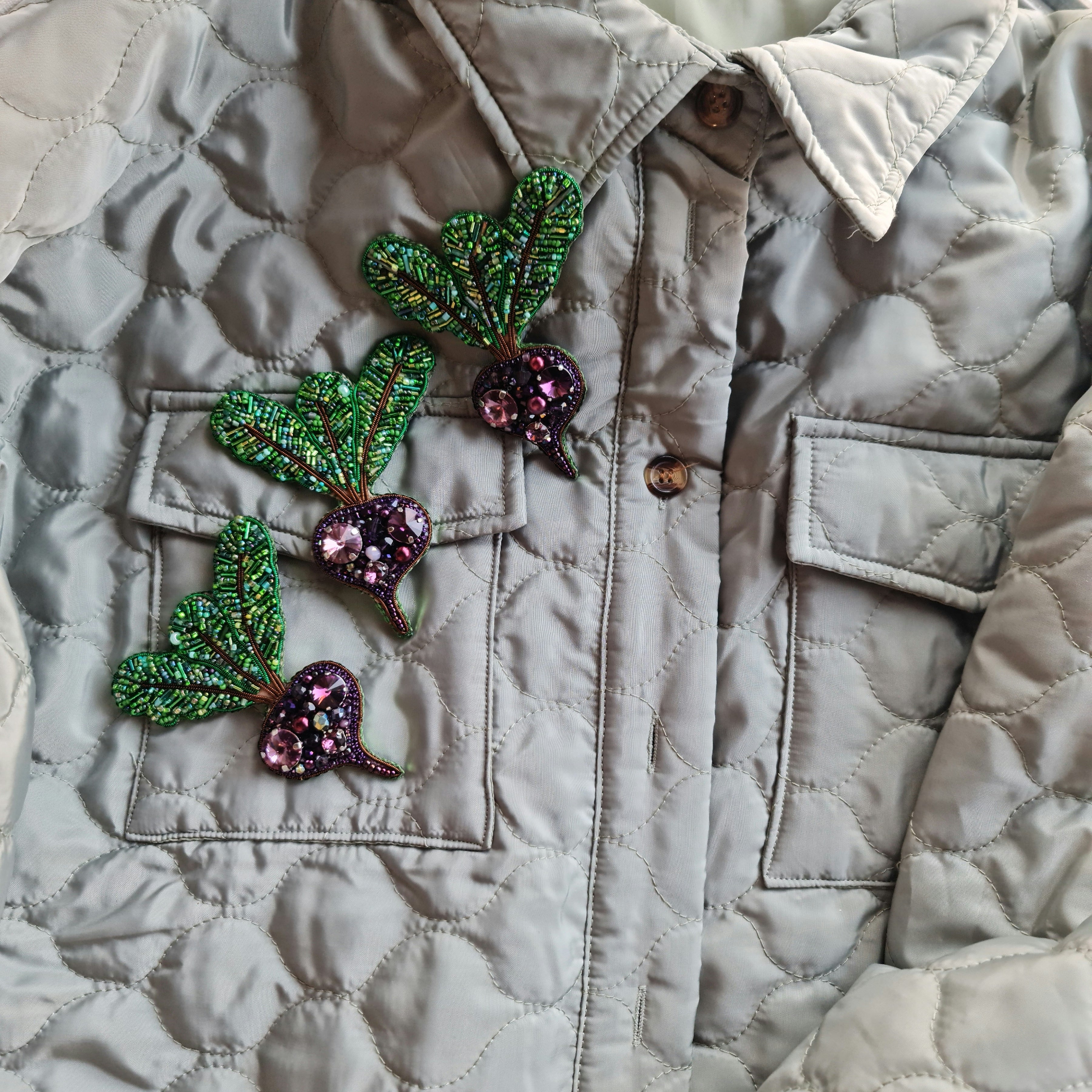 Gardener gift Purple Beet Crystal Pin, Vegetable Handmade jewelry Brooch