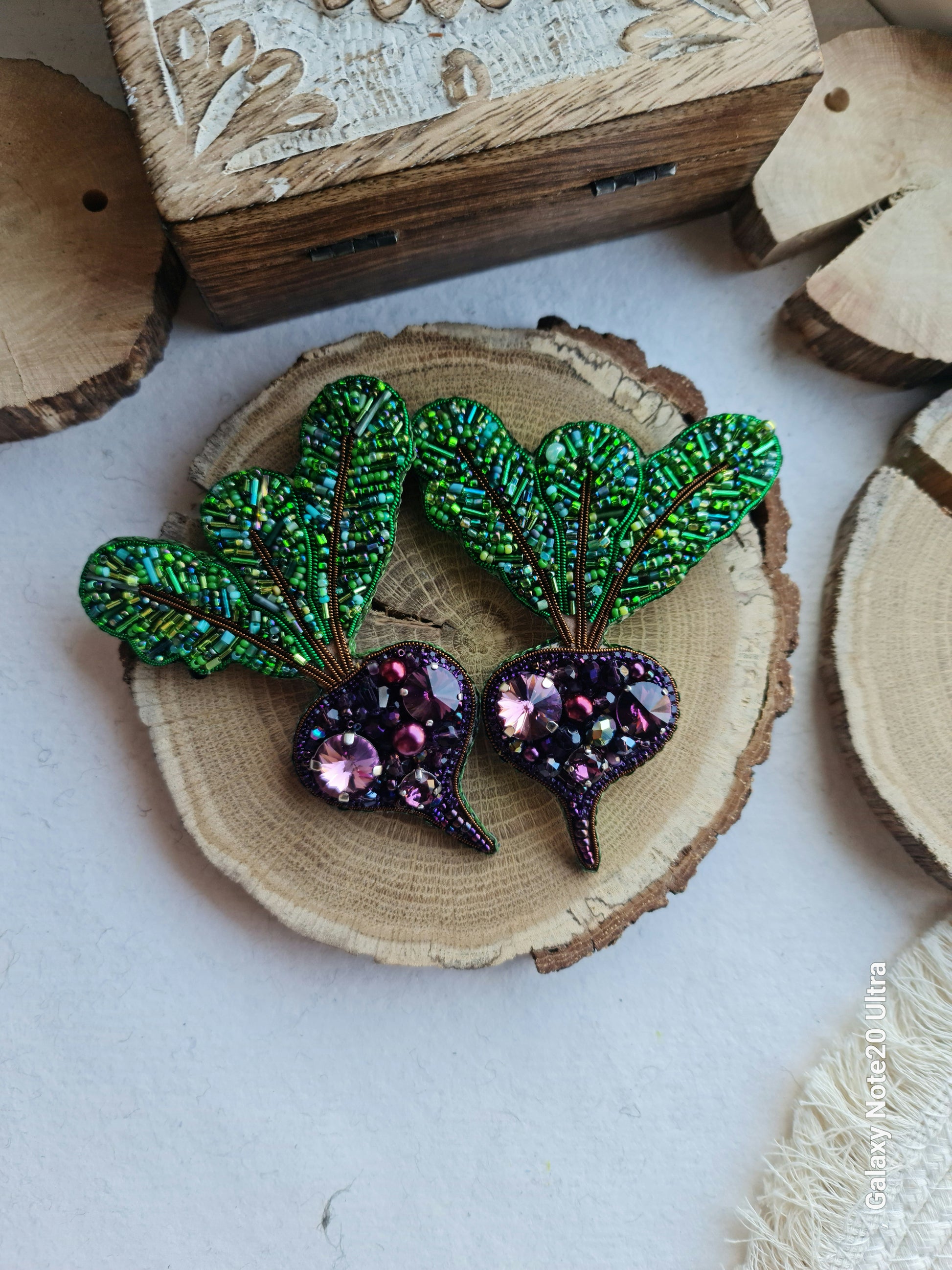 Gardener gift Purple Beet Crystal Pin, Vegetable Handmade jewelry Brooch