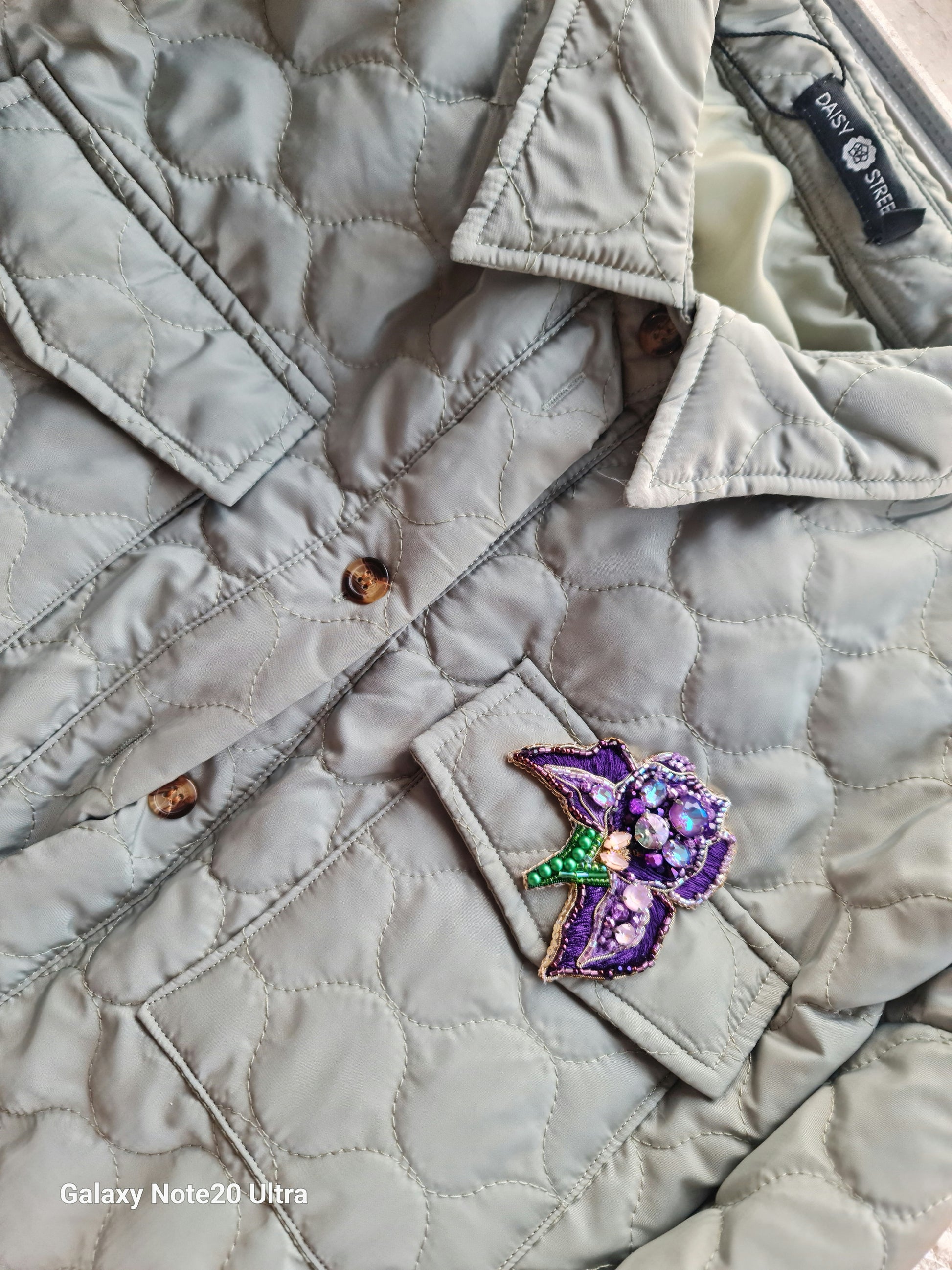 Purple Iris Beaded Brooch