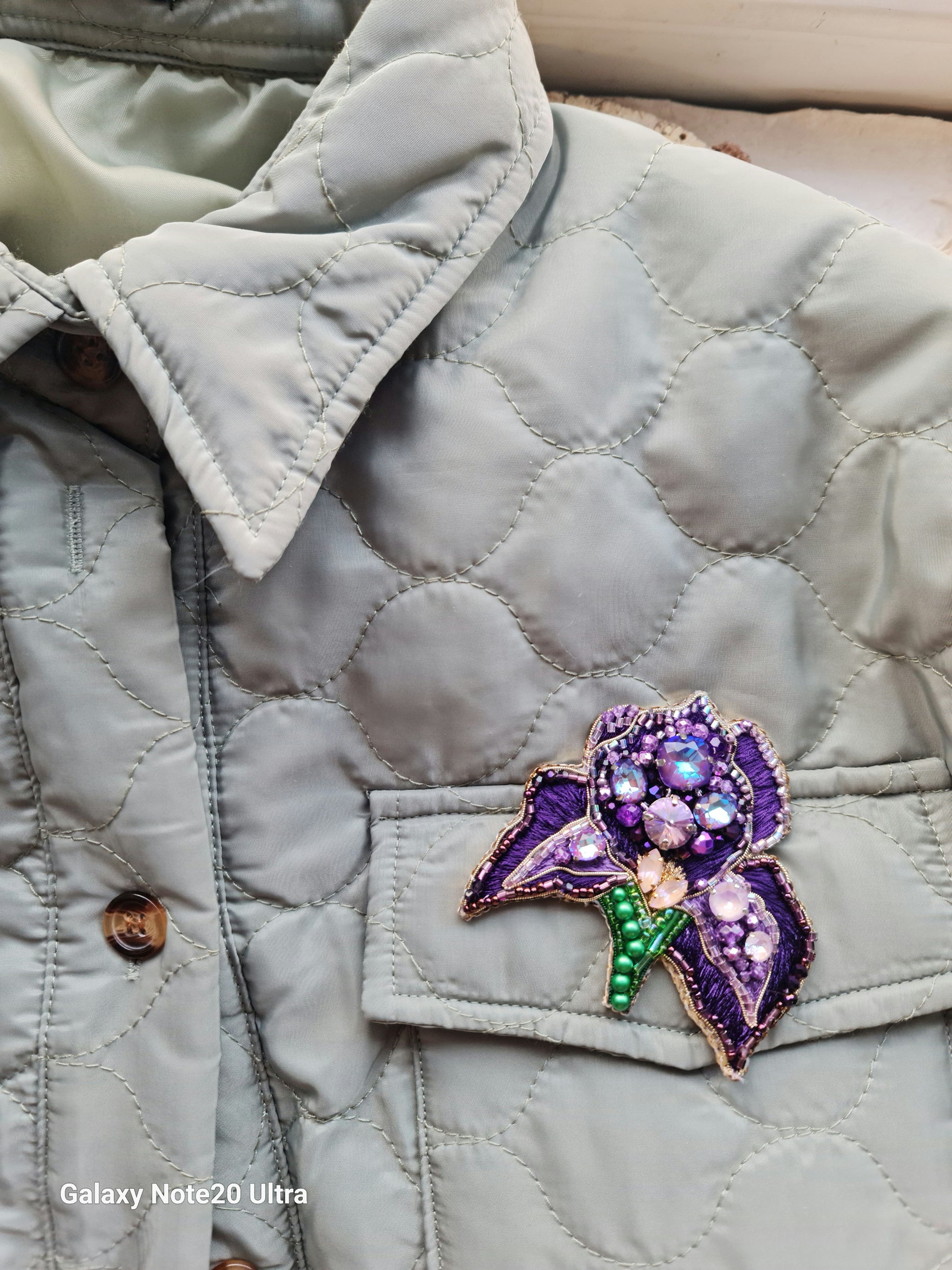 Purple Iris Beaded Brooch