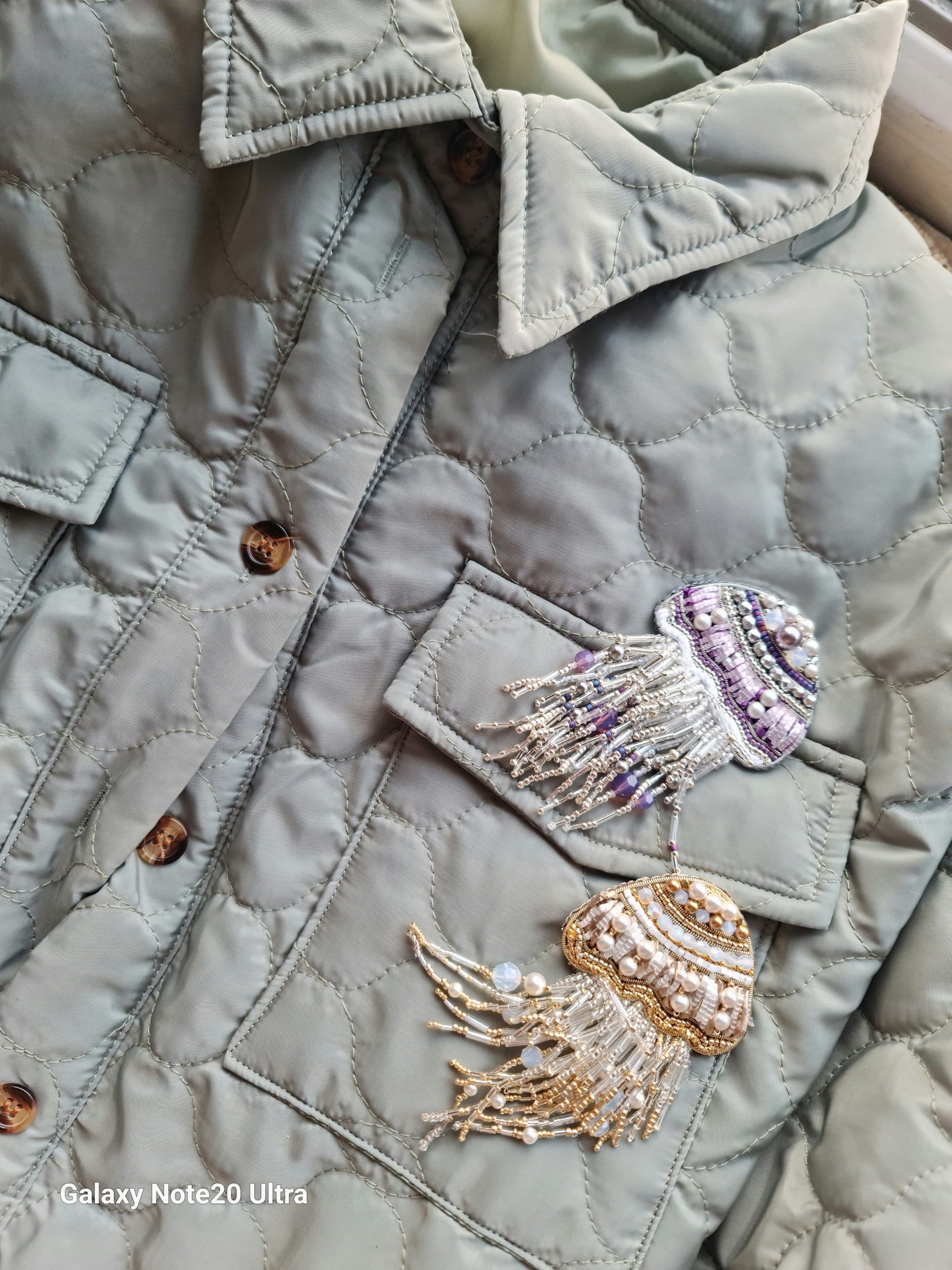 Jellyfish Beaded Brooch