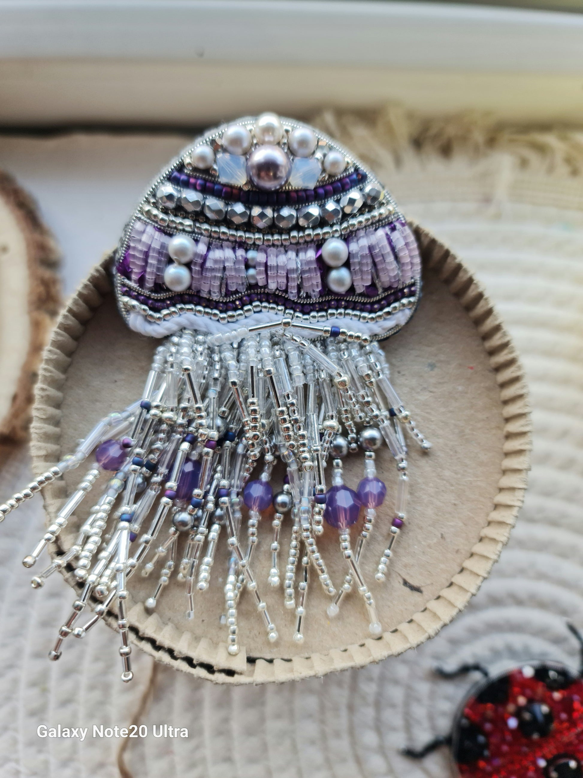Jellyfish Beaded Brooch