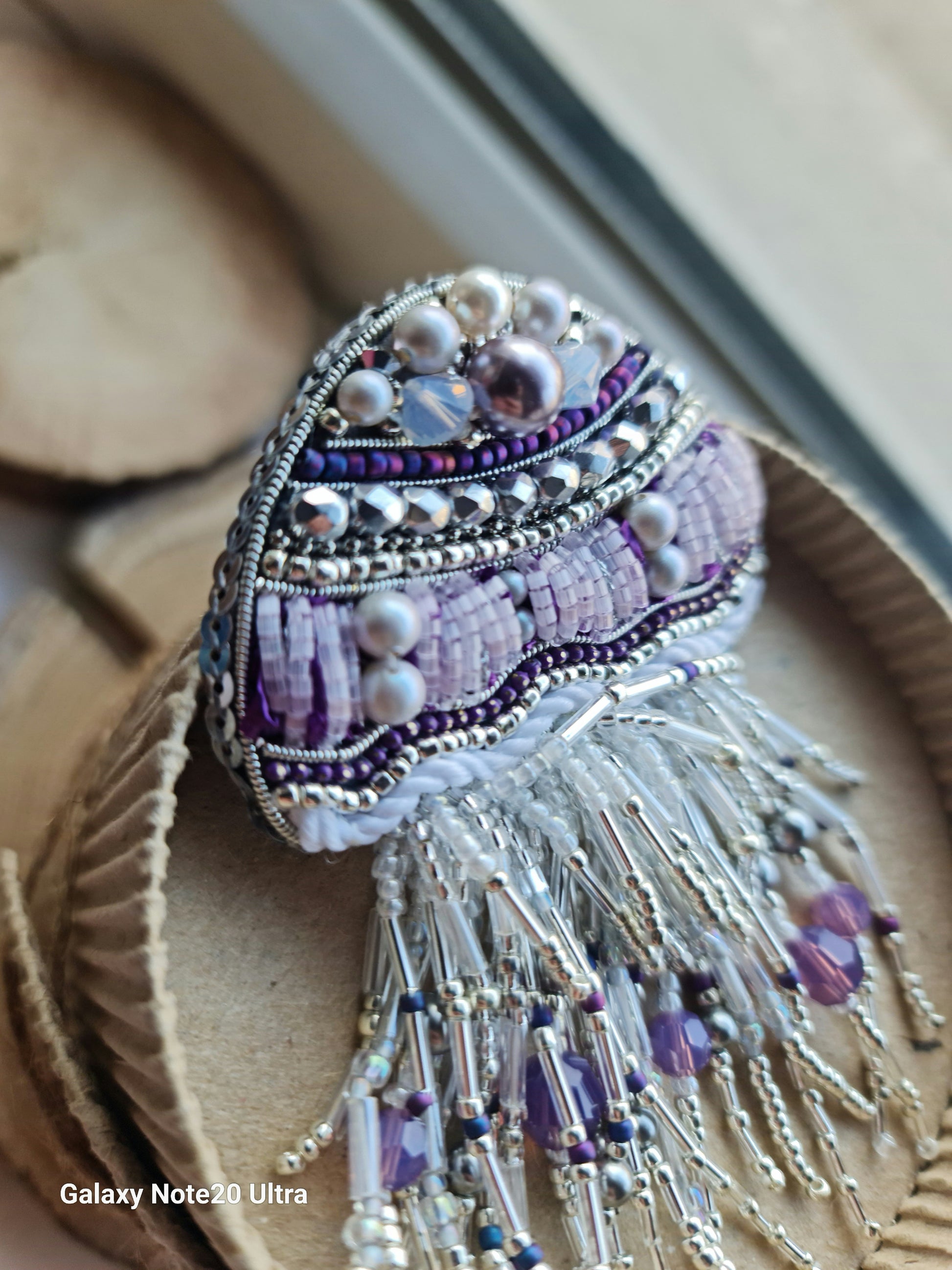 Jellyfish Beaded Brooch