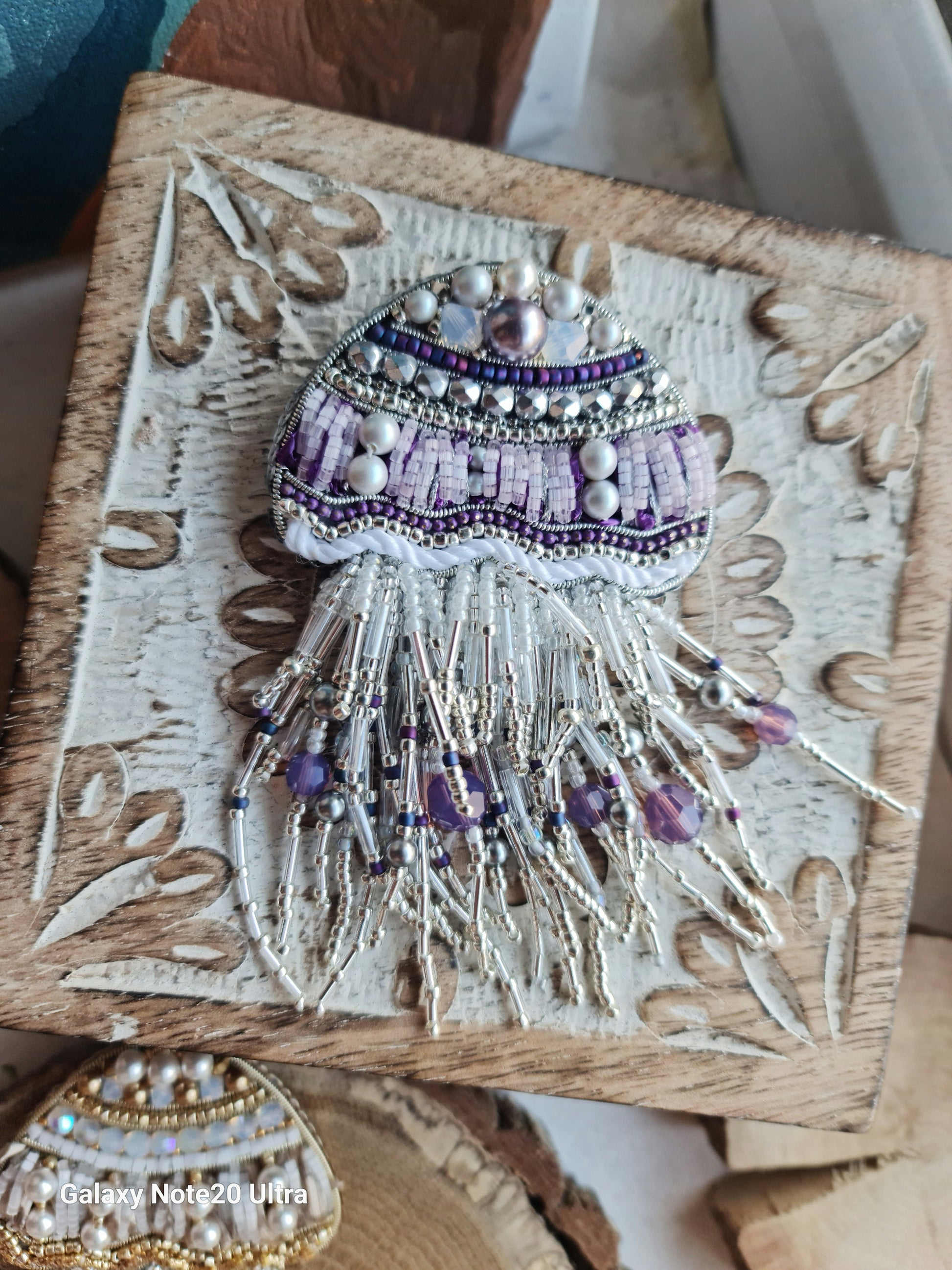 Jellyfish Beaded Brooch