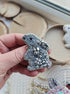 Gray mini bunny beaded brooch hand embroidered with beads pearls and crystal details