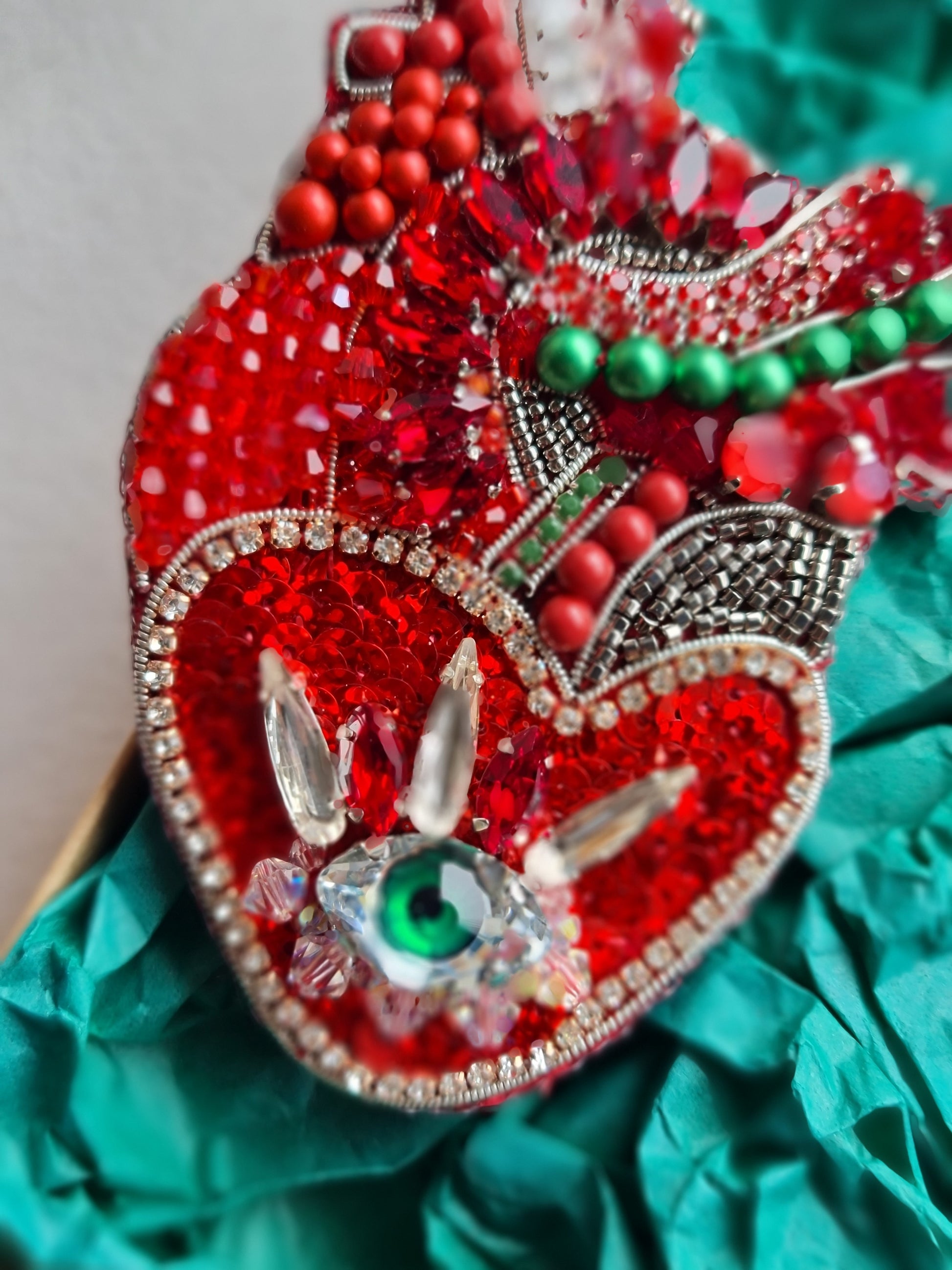 Red Anatomical Heart Eye Brooch