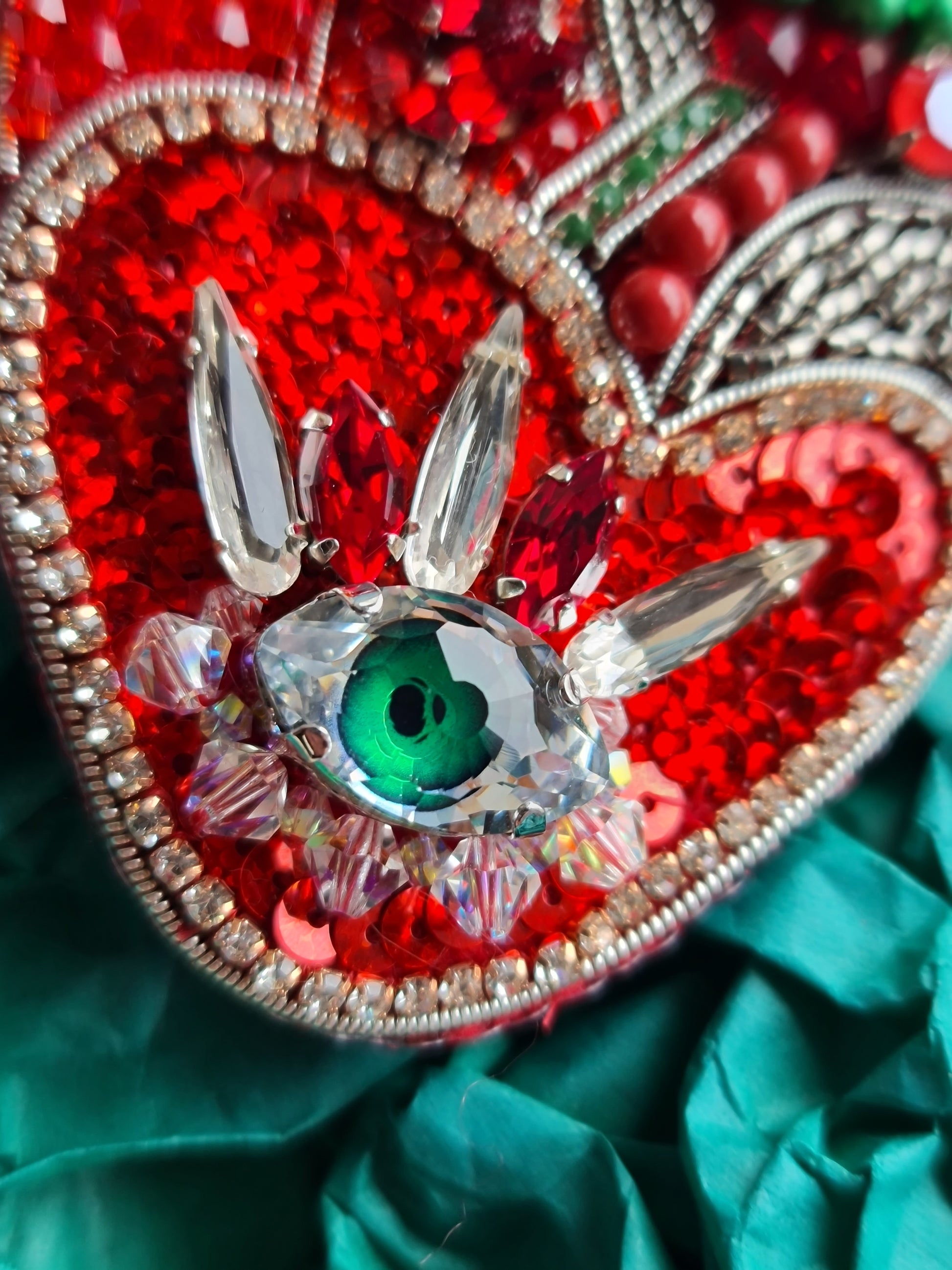 Red Anatomical Heart Eye Brooch