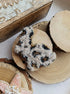 Spotted bunny beaded brooch hand embroidered with fluffy texture black spots and gold details