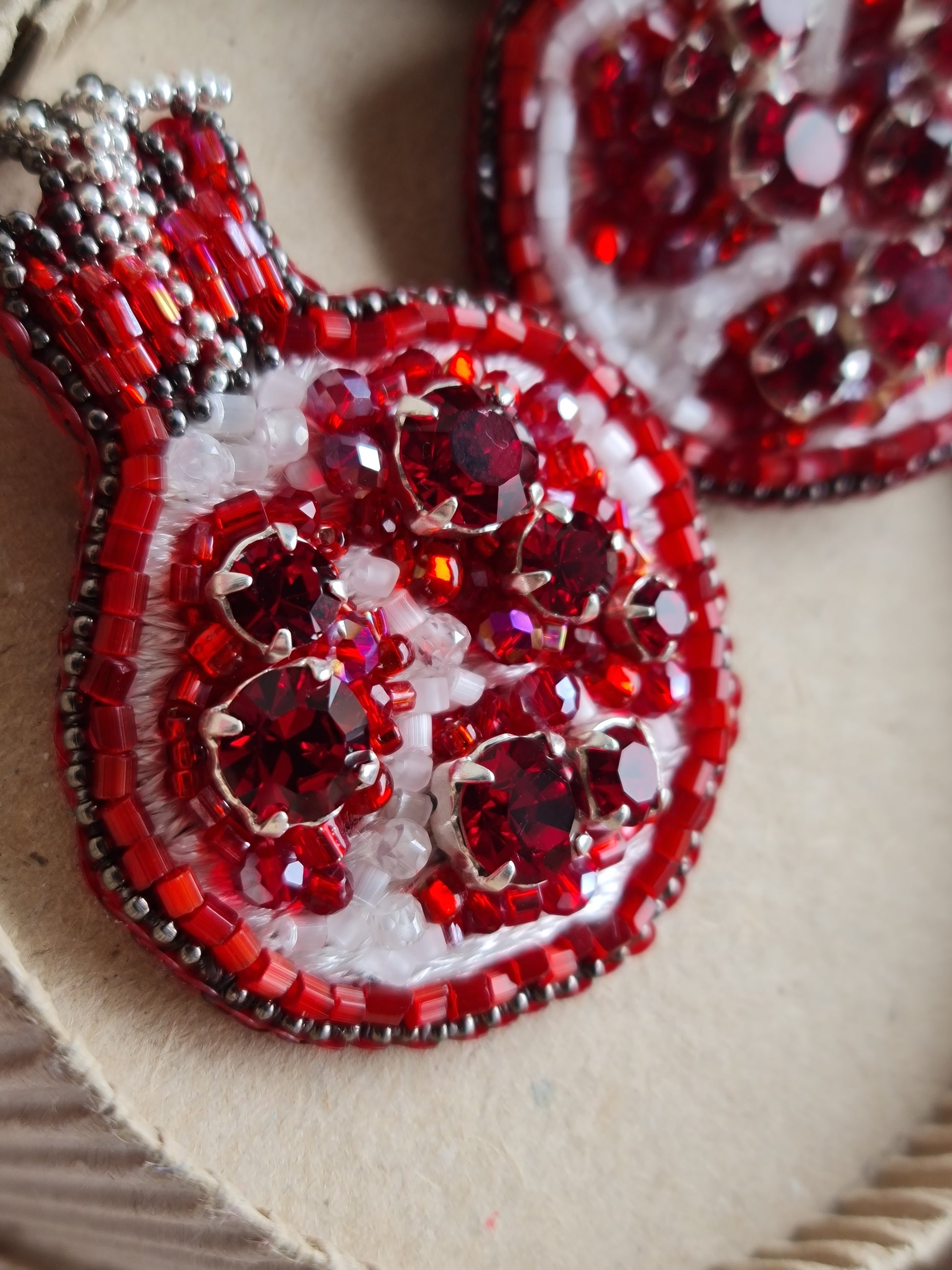 Pomegranate Beaded Brooch