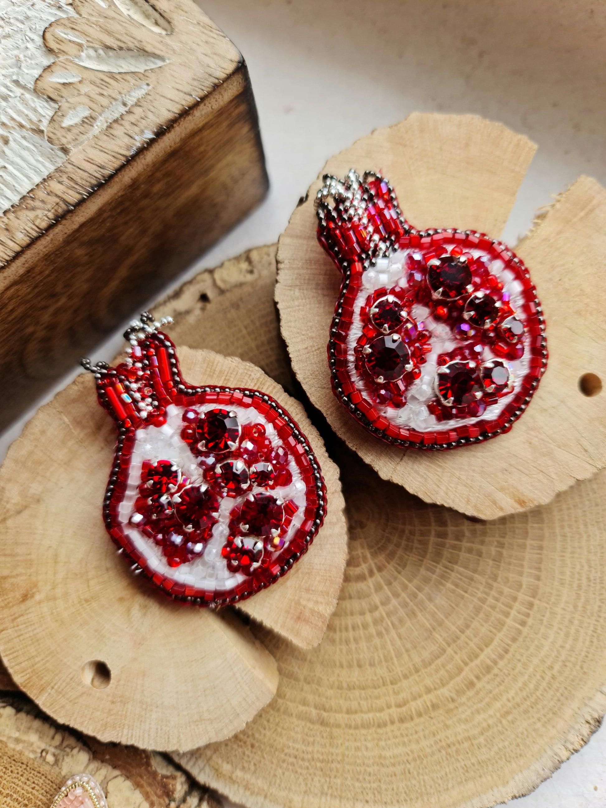 Pomegranate Beaded Brooch