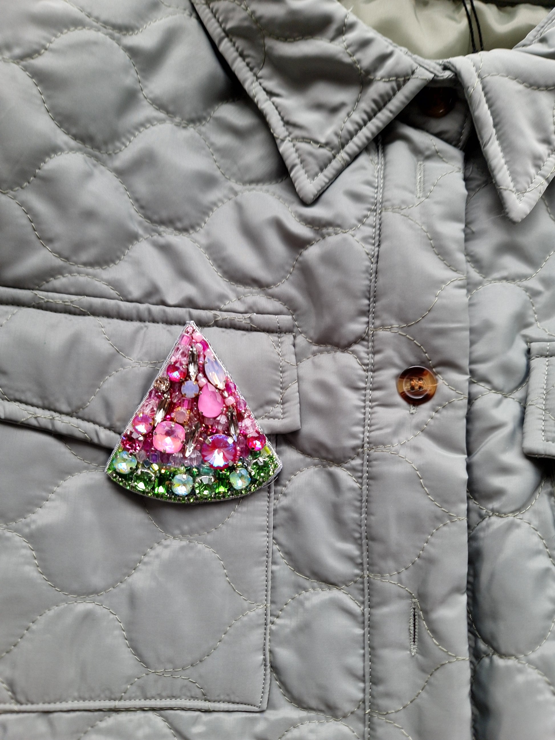 Watermelon Slice Beaded Brooch