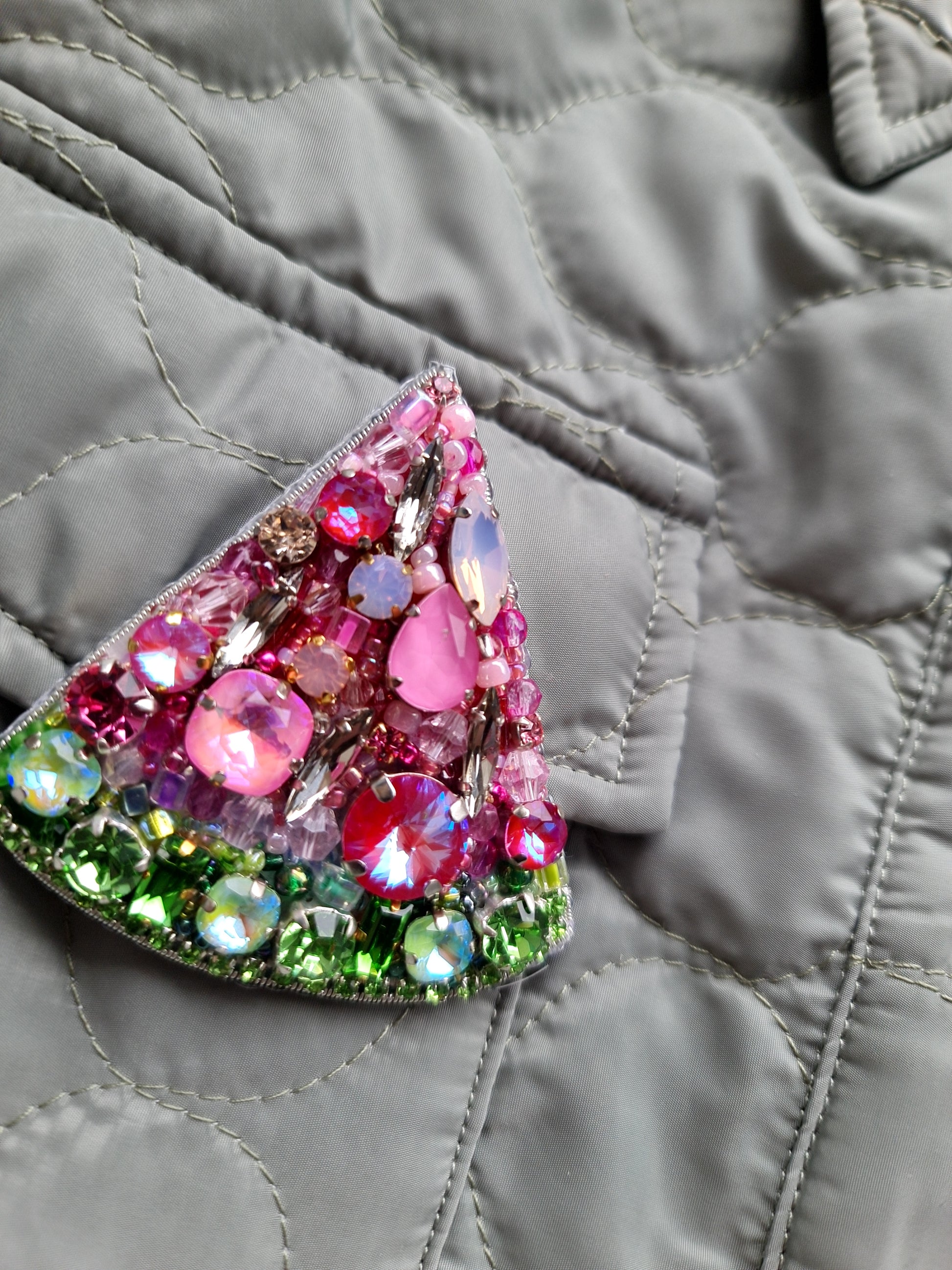 Watermelon Slice Beaded Brooch