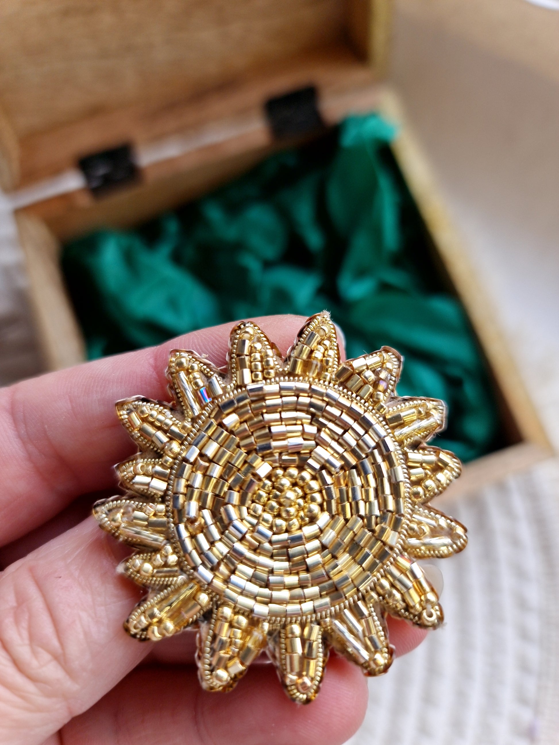 Sun and Moon Beaded Brooch