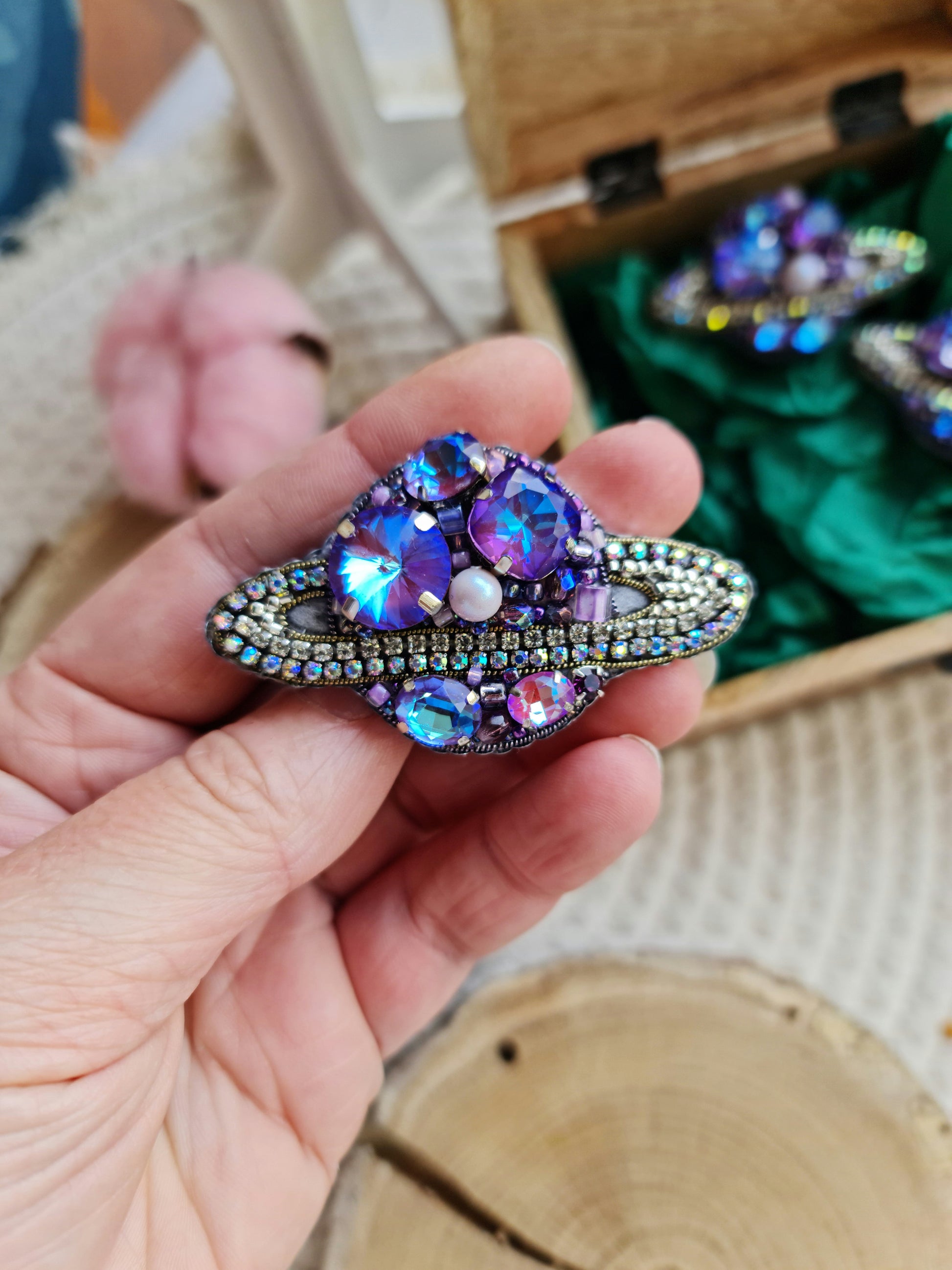 Mini Saturn Beaded Brooch