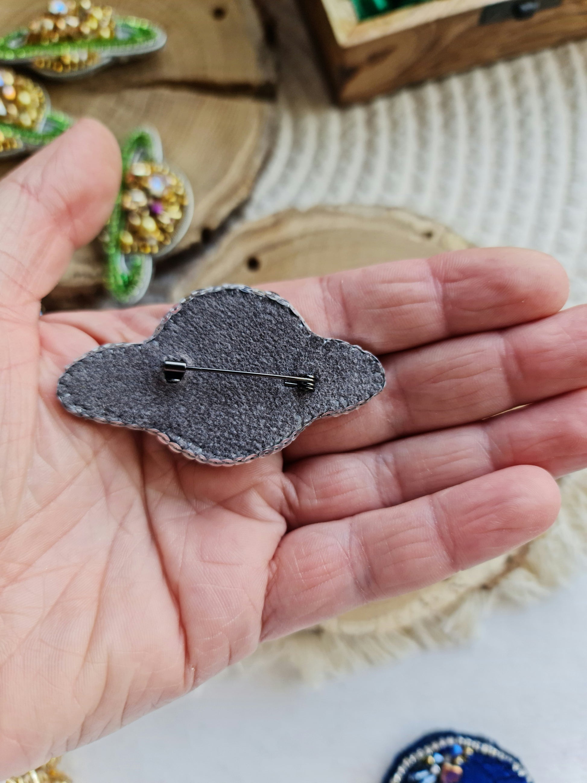 Mini Saturn Beaded Brooch