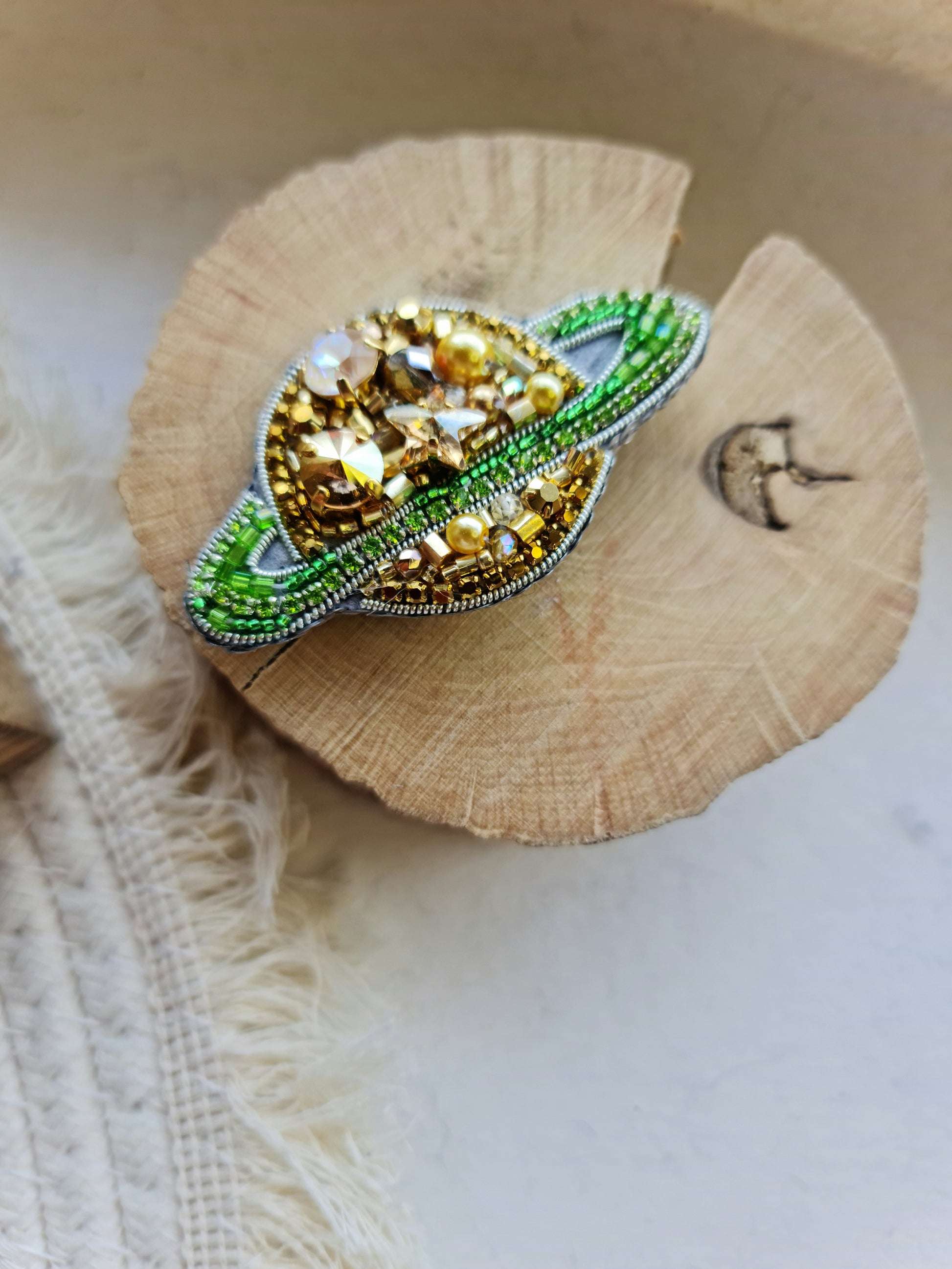 Mini Saturn Beaded Brooch