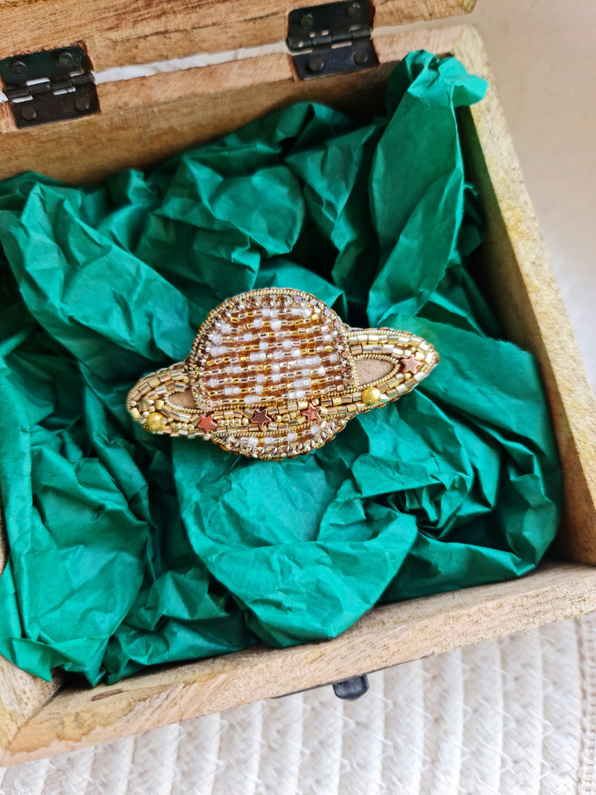 Mini Saturn Beaded Brooch