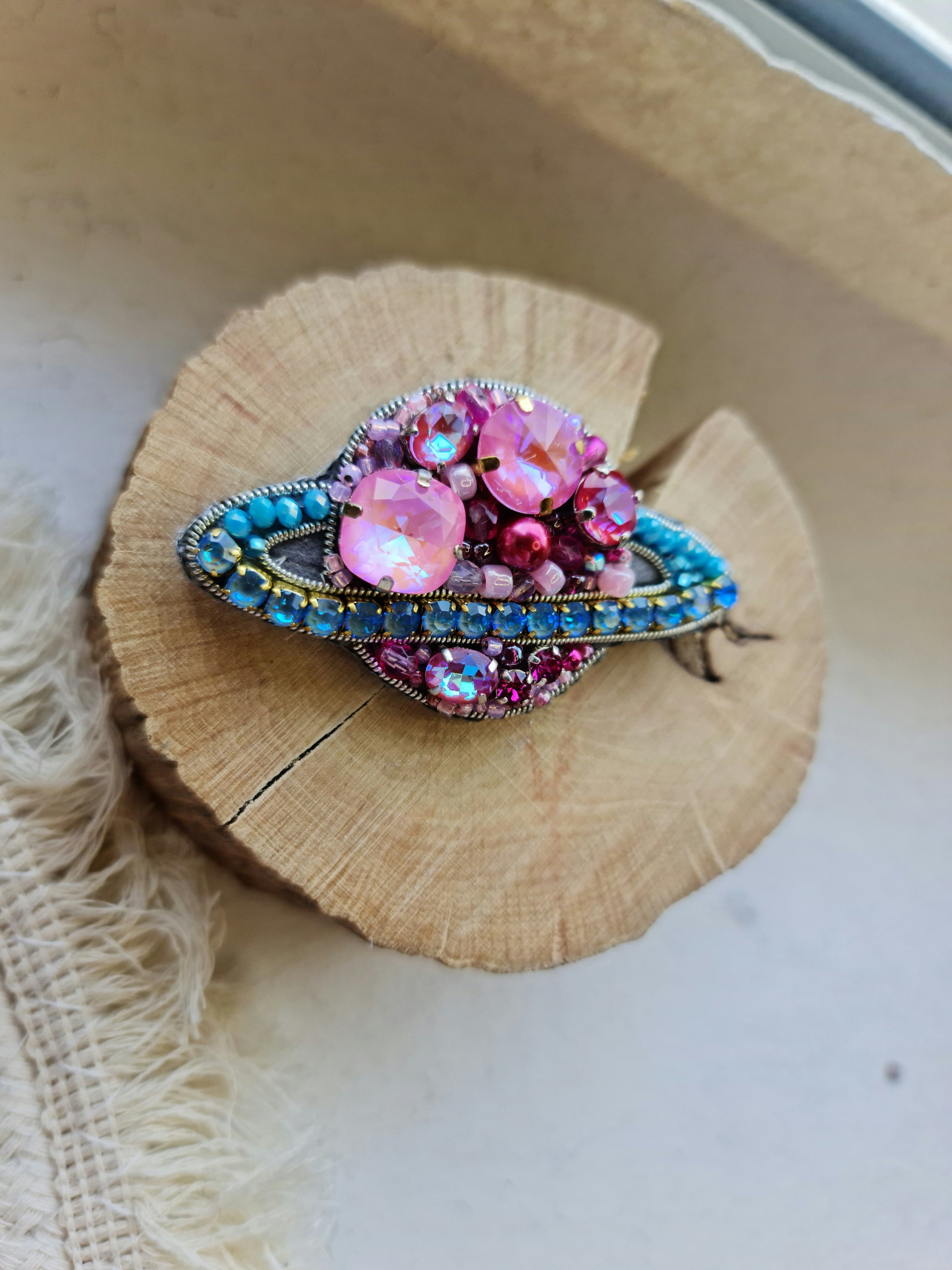 Mini Saturn Beaded Brooch