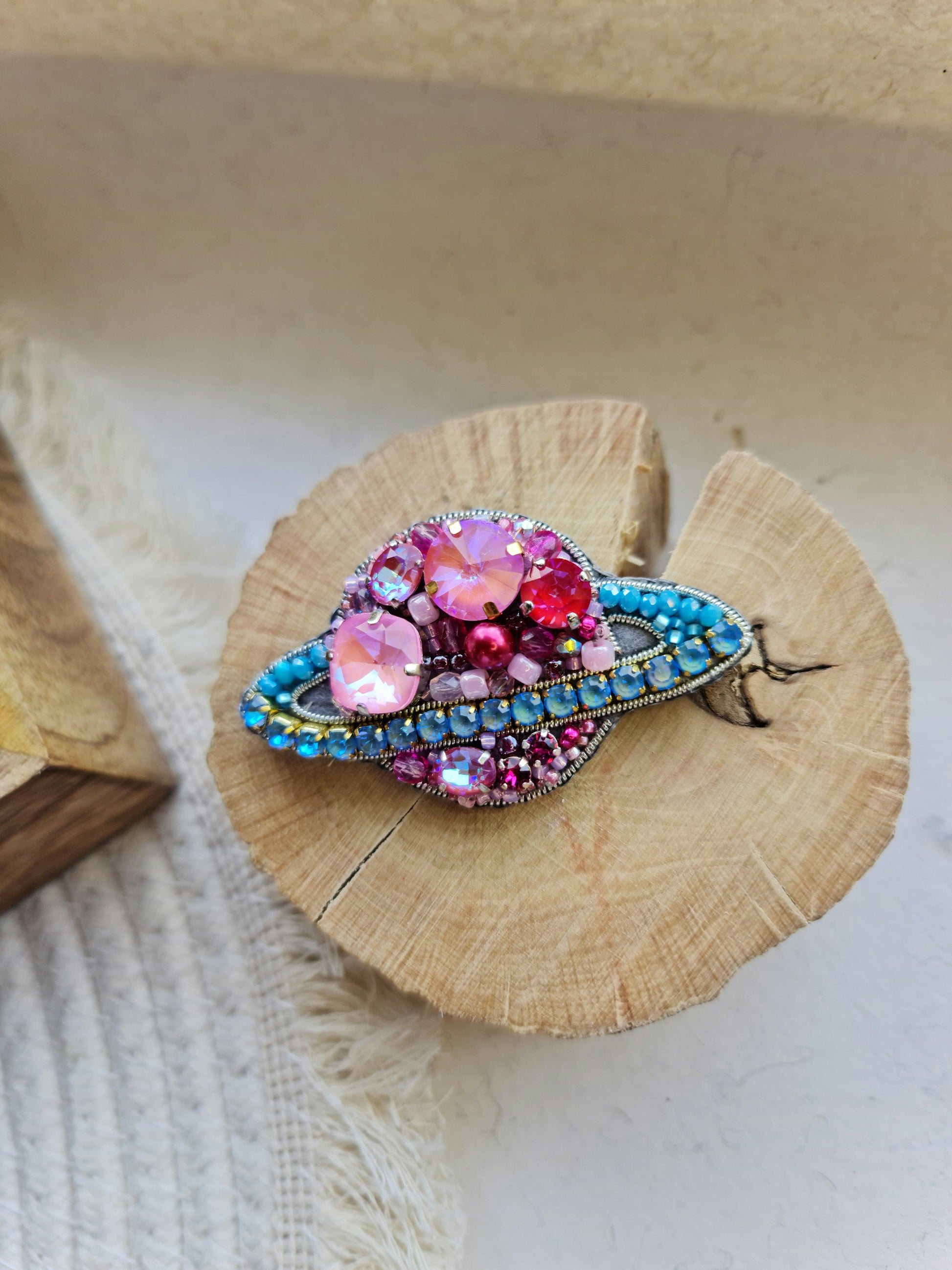 Mini Saturn Beaded Brooch