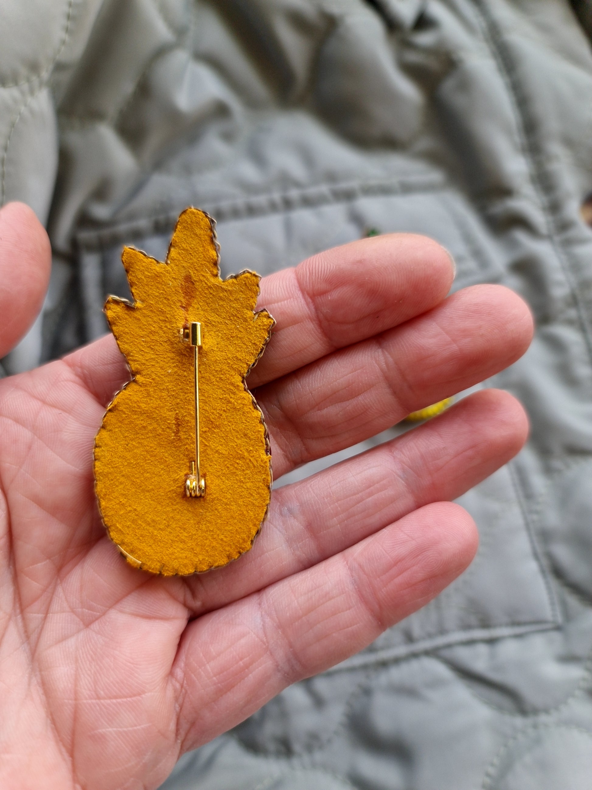 Pineapple Beaded Brooch