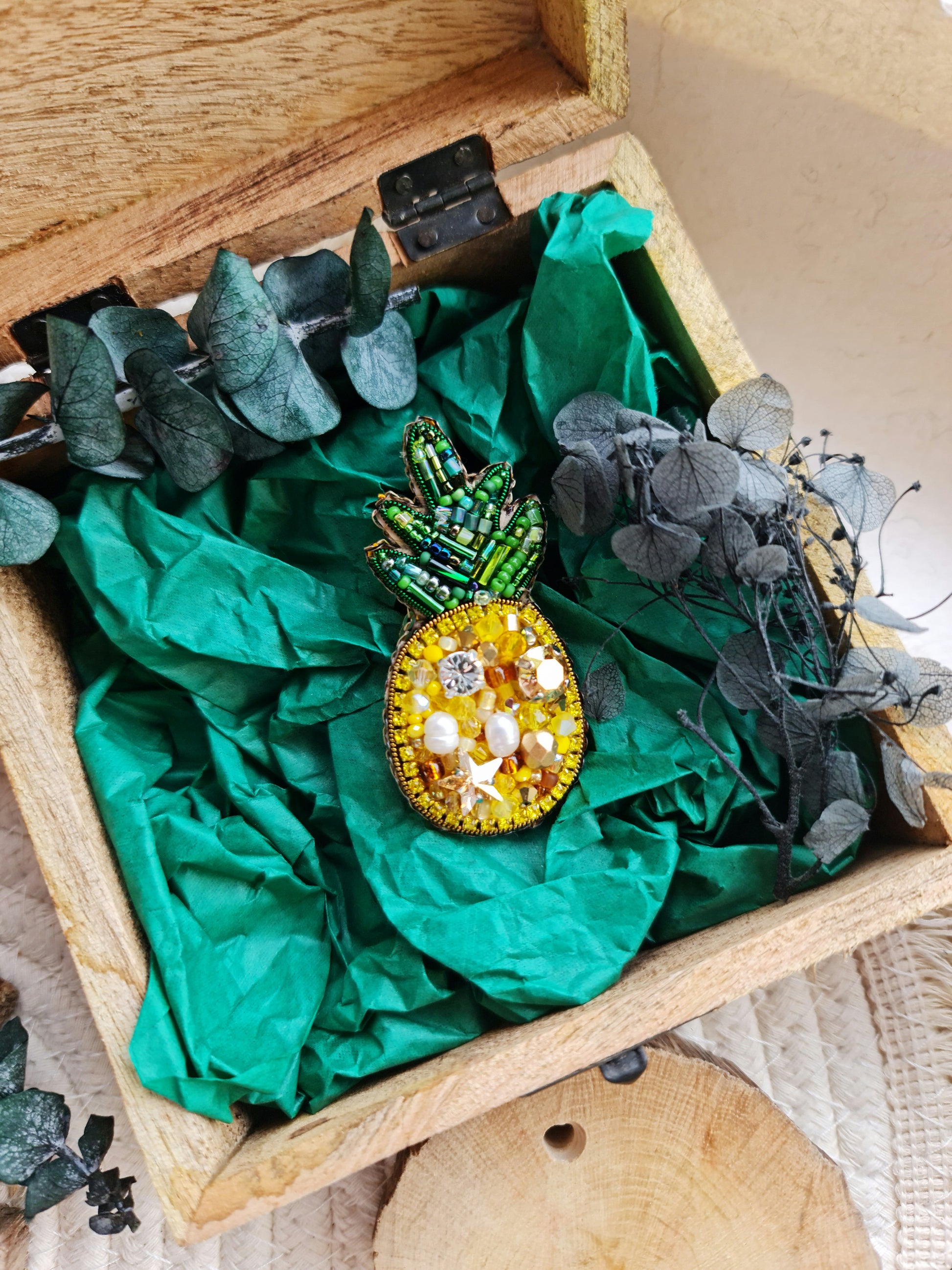 Pineapple Beaded Brooch