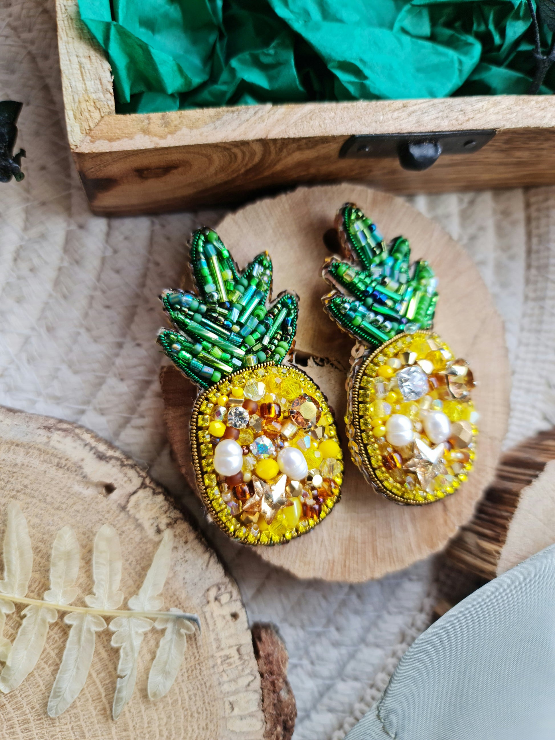 Pineapple Beaded Brooch
