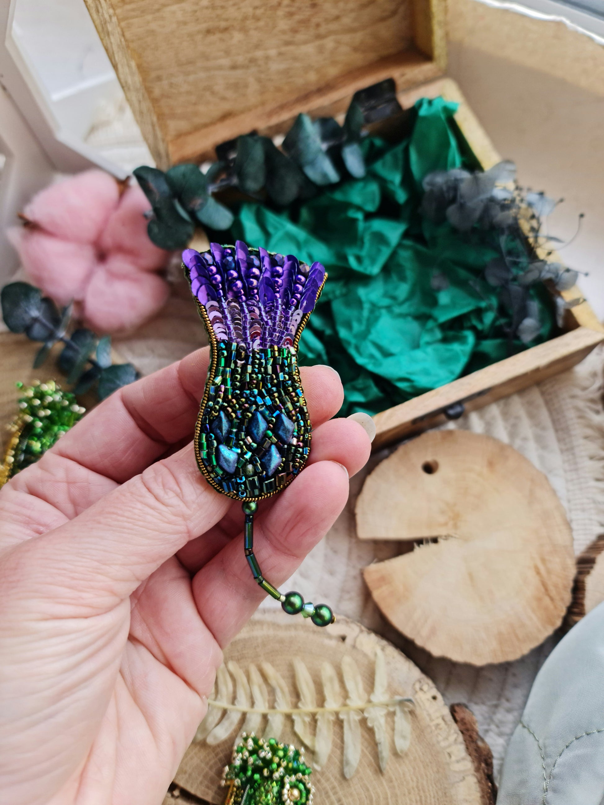 Thistle Beaded Brooch