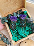 Thistle beaded brooch hand embroidered with beads, sequins, crystals, and dangling details, available in gold brown, white, yellow, pink, and purple colors