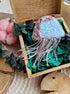 Blush pink jellyfish beaded brooch or keychain with shimmering sequins and long pastel beaded tentacles