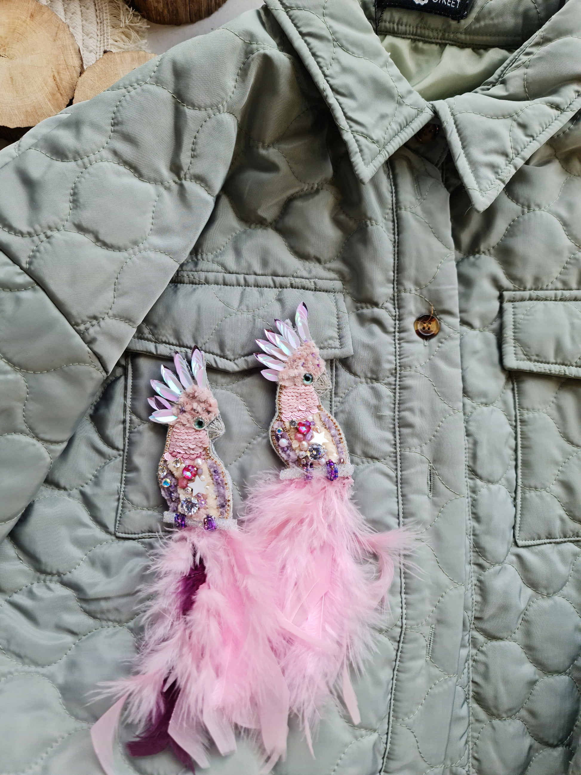 Pink Cockatoo Beaded Brooch
