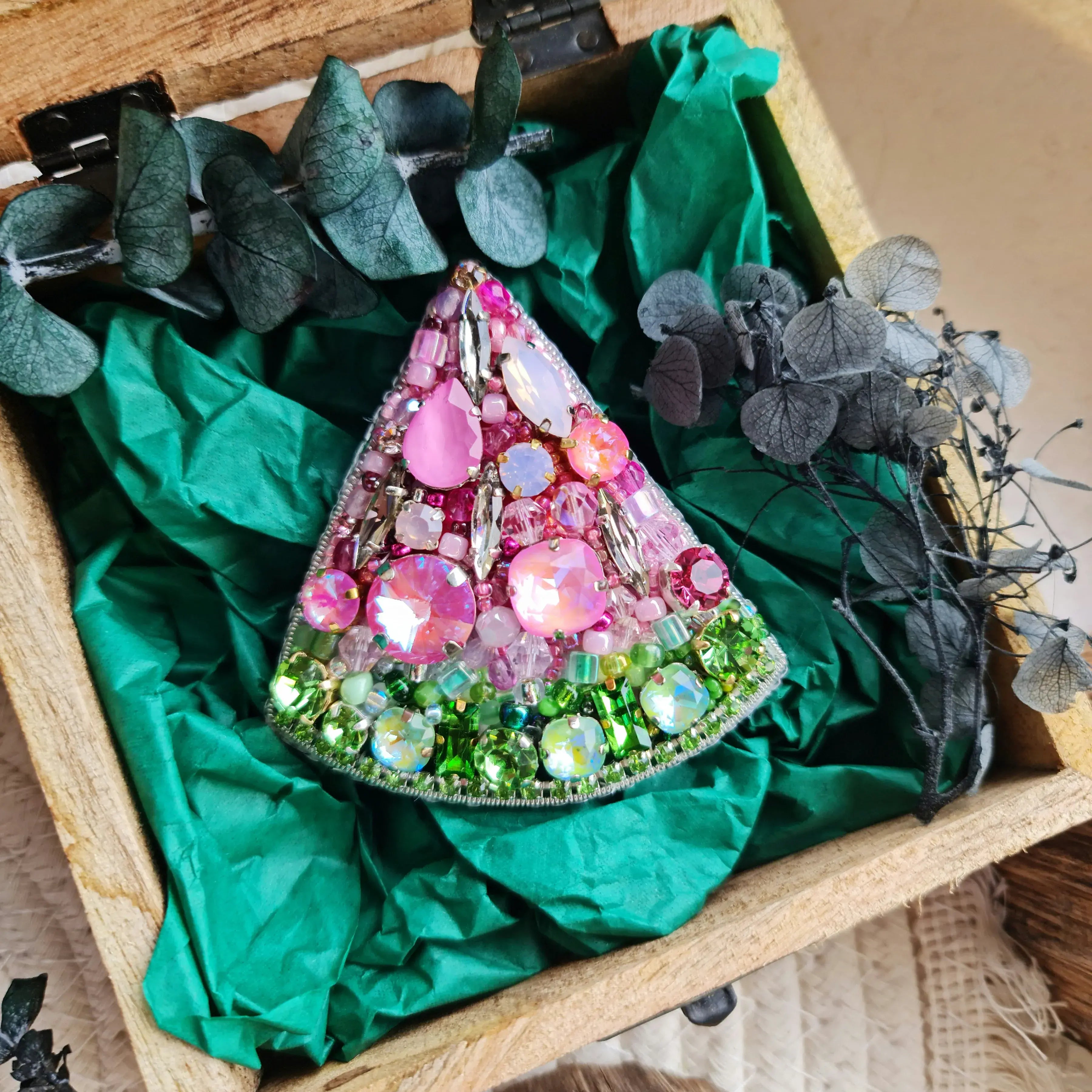 Pink Watermelon Beaded Brooch