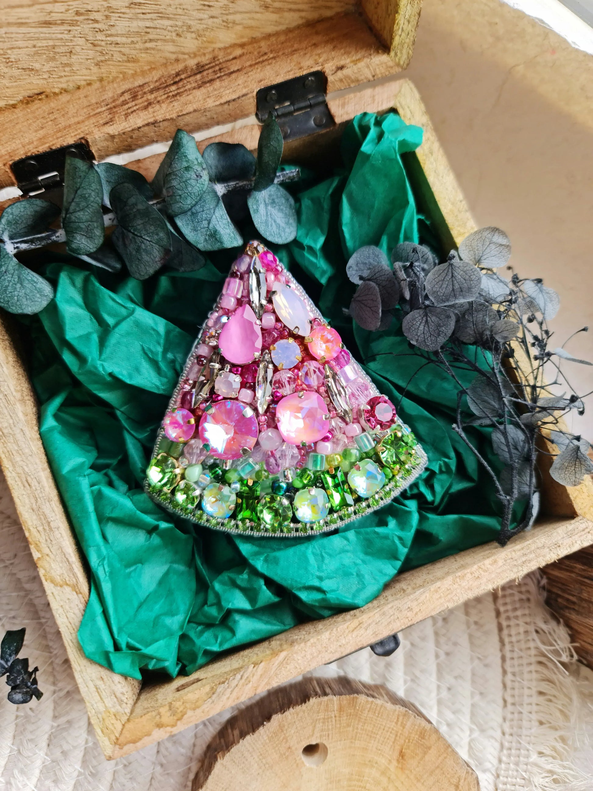 Pink Watermelon Beaded Brooch
